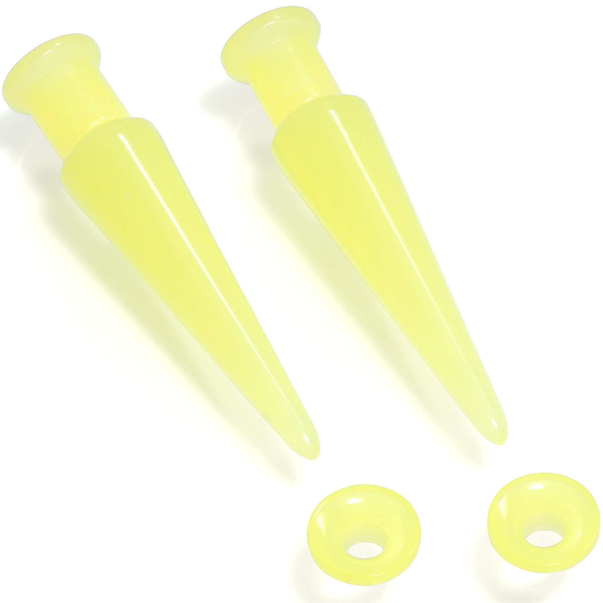 2 in 1 Yellow Glow in Dark Interchangeable Screw Fit Plug and Taper Set