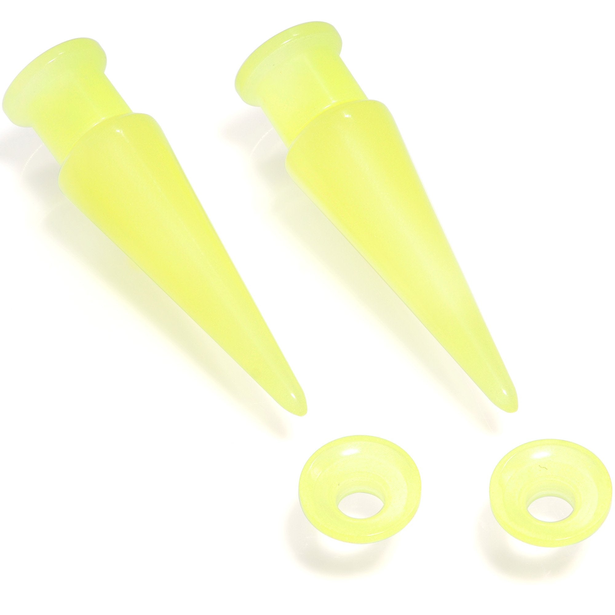 2 in 1 Yellow Glow in Dark Interchangeable Screw Fit Plug and Taper Set