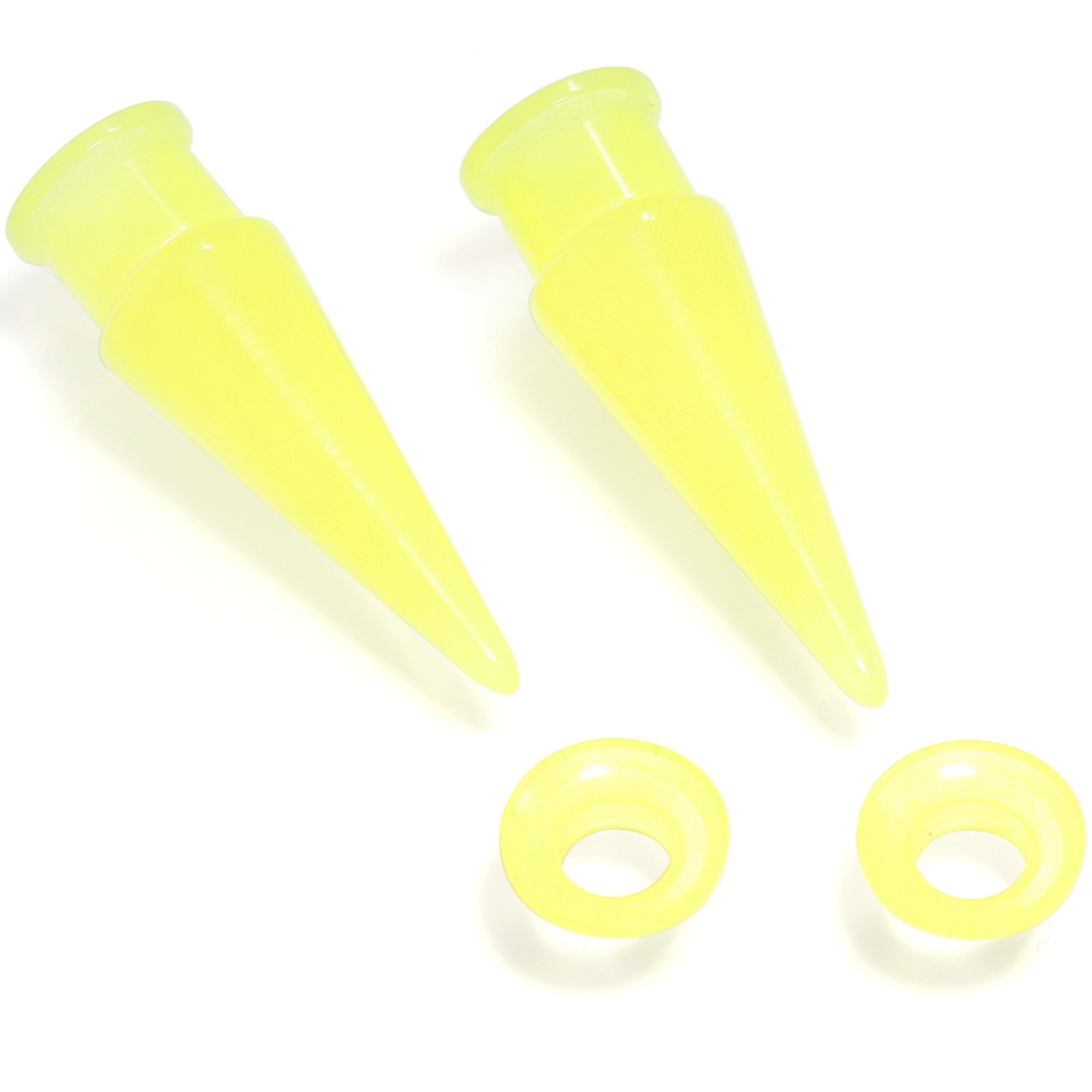 2 in 1 Yellow Glow in Dark Interchangeable Screw Fit Plug and Taper Set