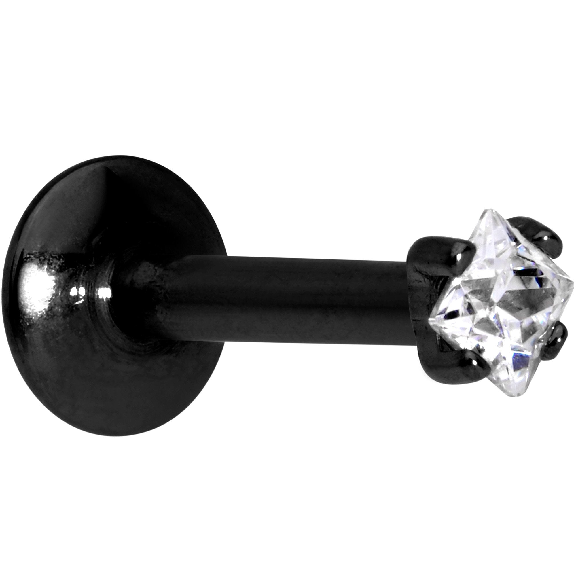 5/16 Clear Square CZ Black PVD Internally Threaded Labret Monroe