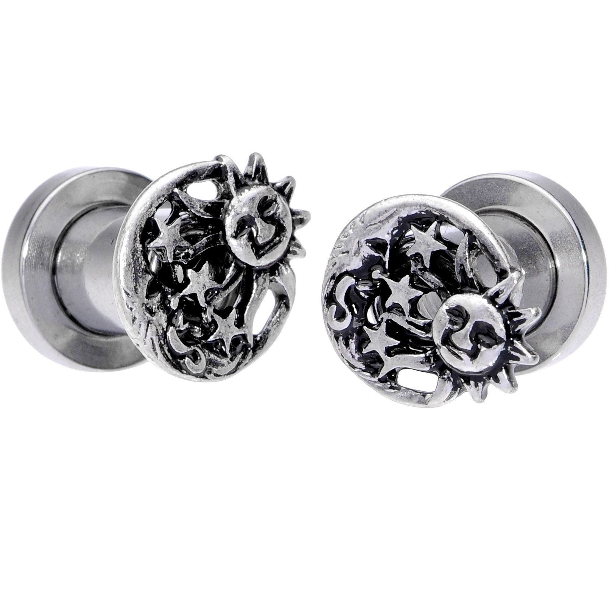 Cosmic Sun and Moon Screw Fit Tunnel Plug Set 6mm to 25mm