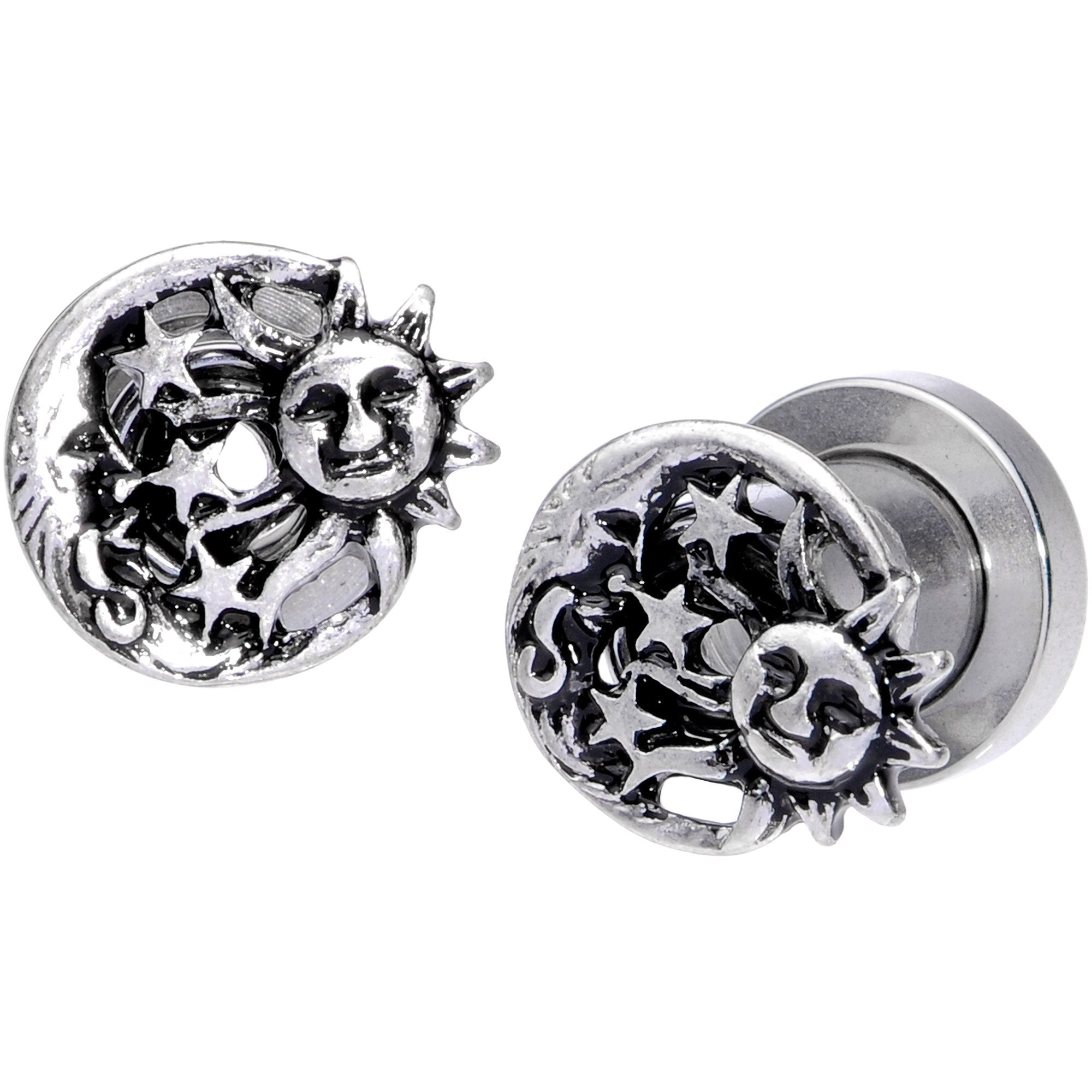 Cosmic Sun and Moon Screw Fit Tunnel Plug Set 6mm to 25mm