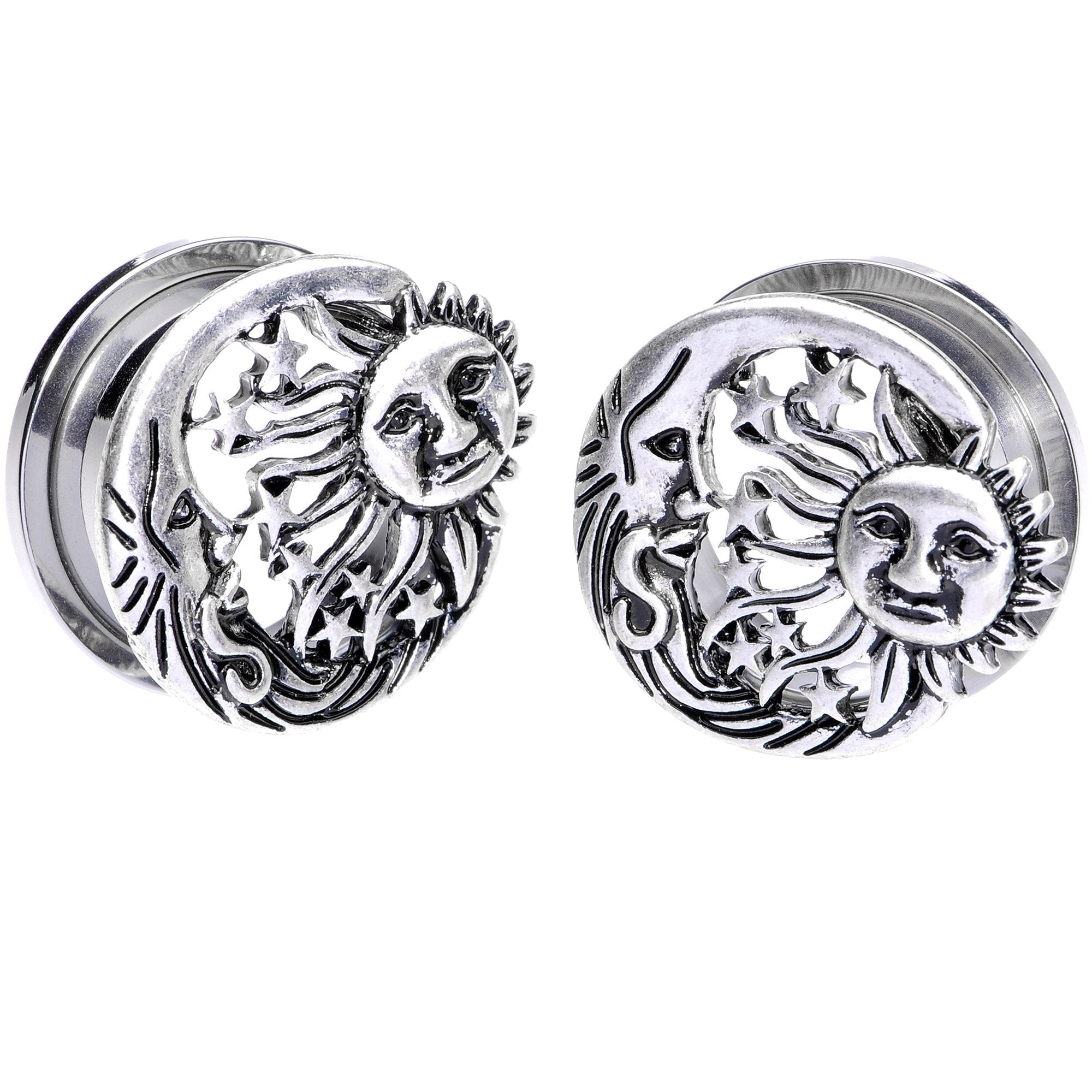 Cosmic Sun and Moon Screw Fit Tunnel Plug Set 6mm to 25mm