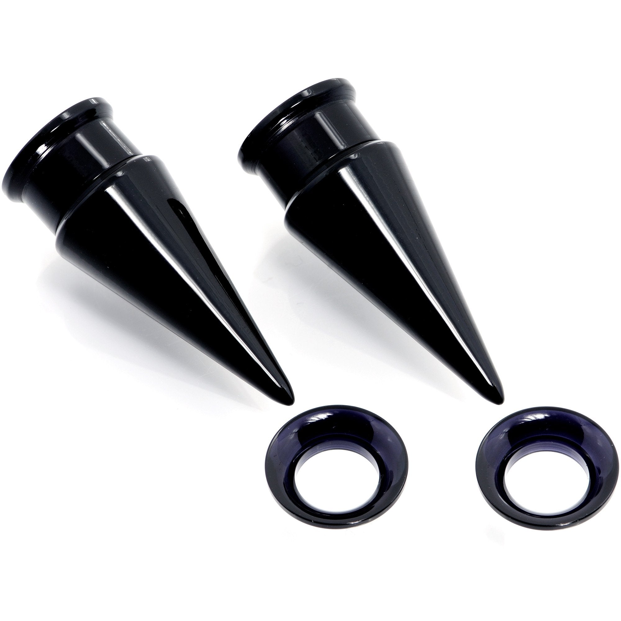 Black 2 in 1 Interchangeable Screw Fit Plug and Taper Set