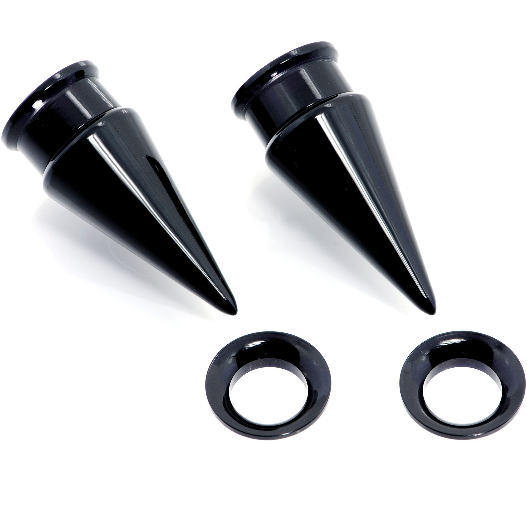 Black 2 in 1 Interchangeable Screw Fit Plug and Taper Set