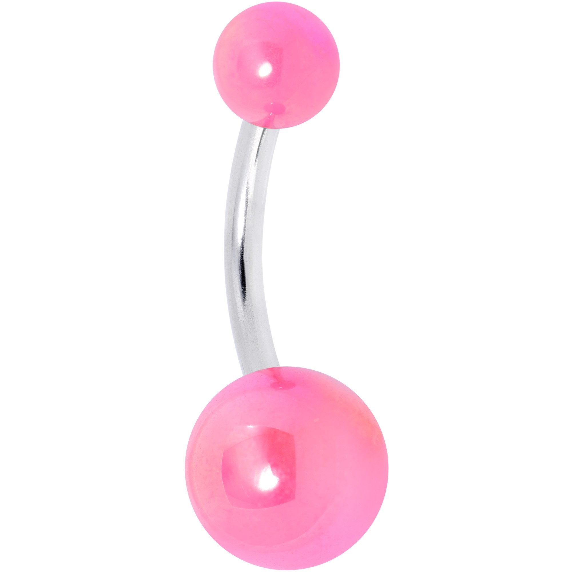 Pink Pearlescent Acrylic Ball Belly Ring