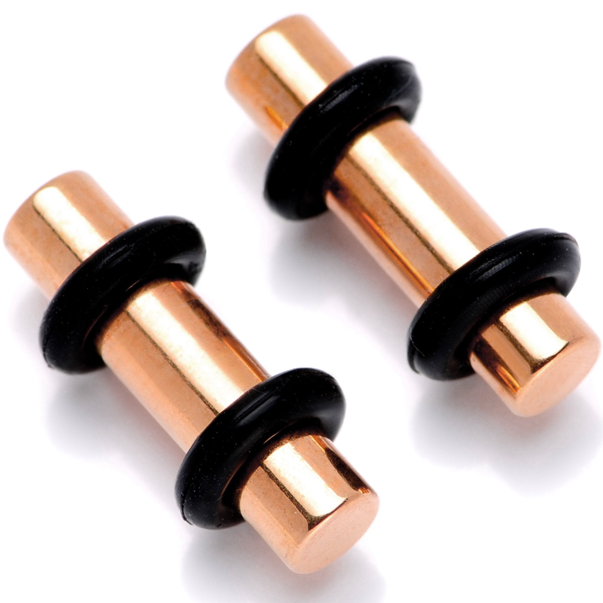 8 Gauge Rose Gold Tone Anodized Titanium Micro Straight Plug Set