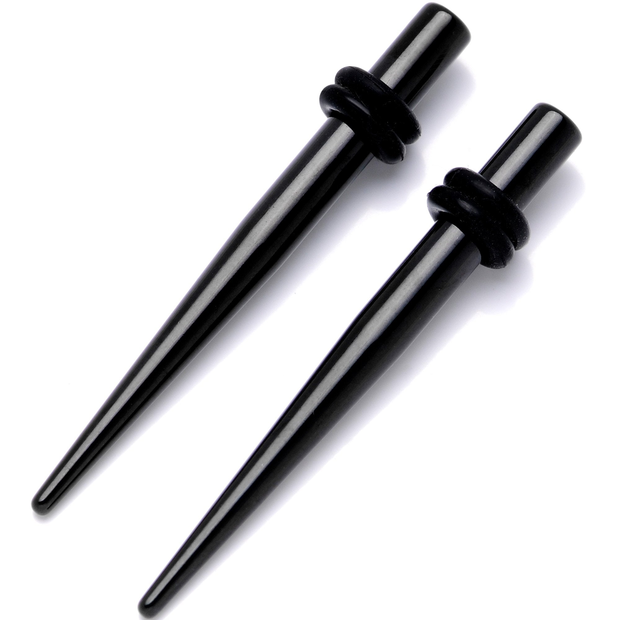 Black Anodized Titanium Micro Taper Straight Plug Set 14 Gauge to 8 Gauge