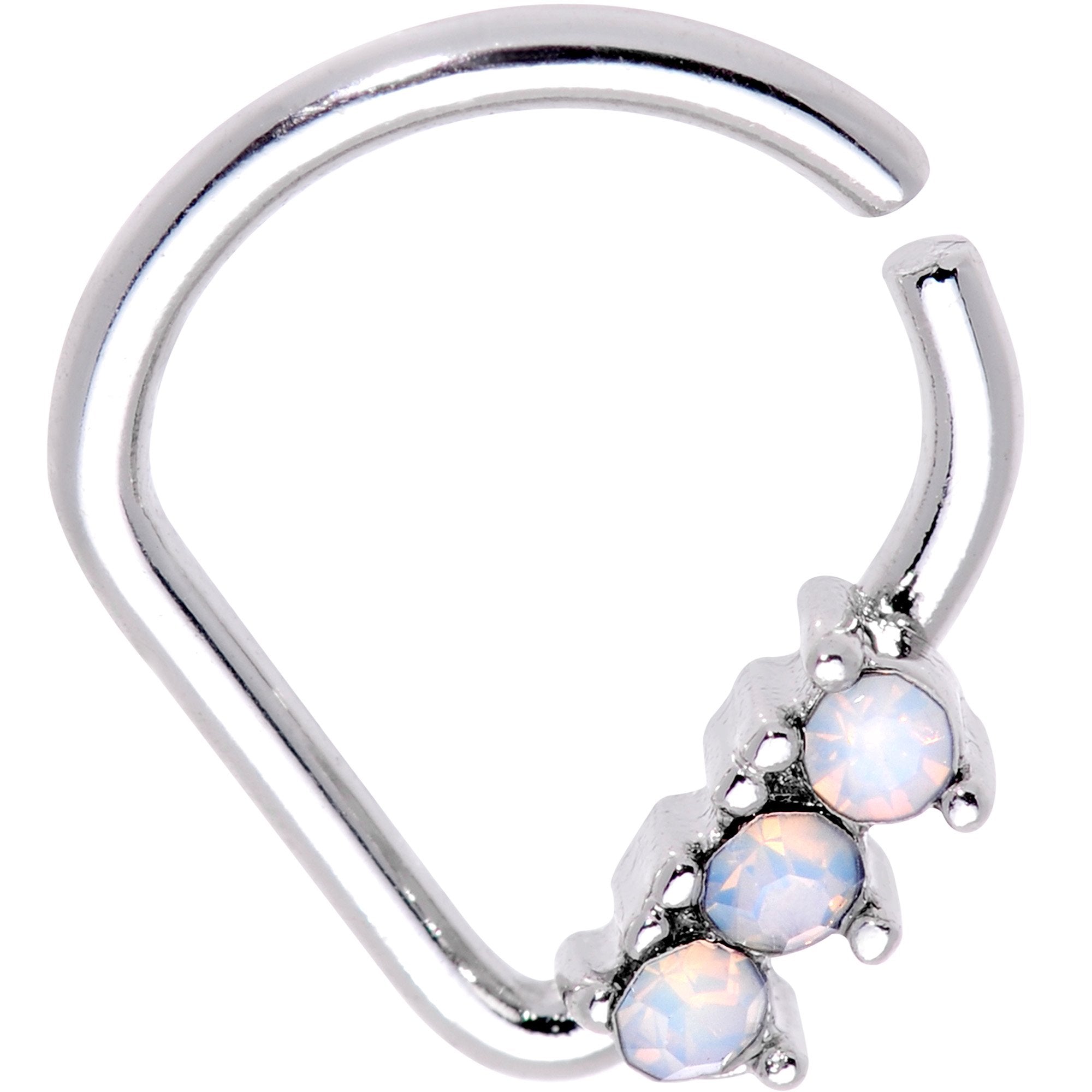 16 Gauge 5/16 White Gem Strand Trio Ellipse Septum Ring