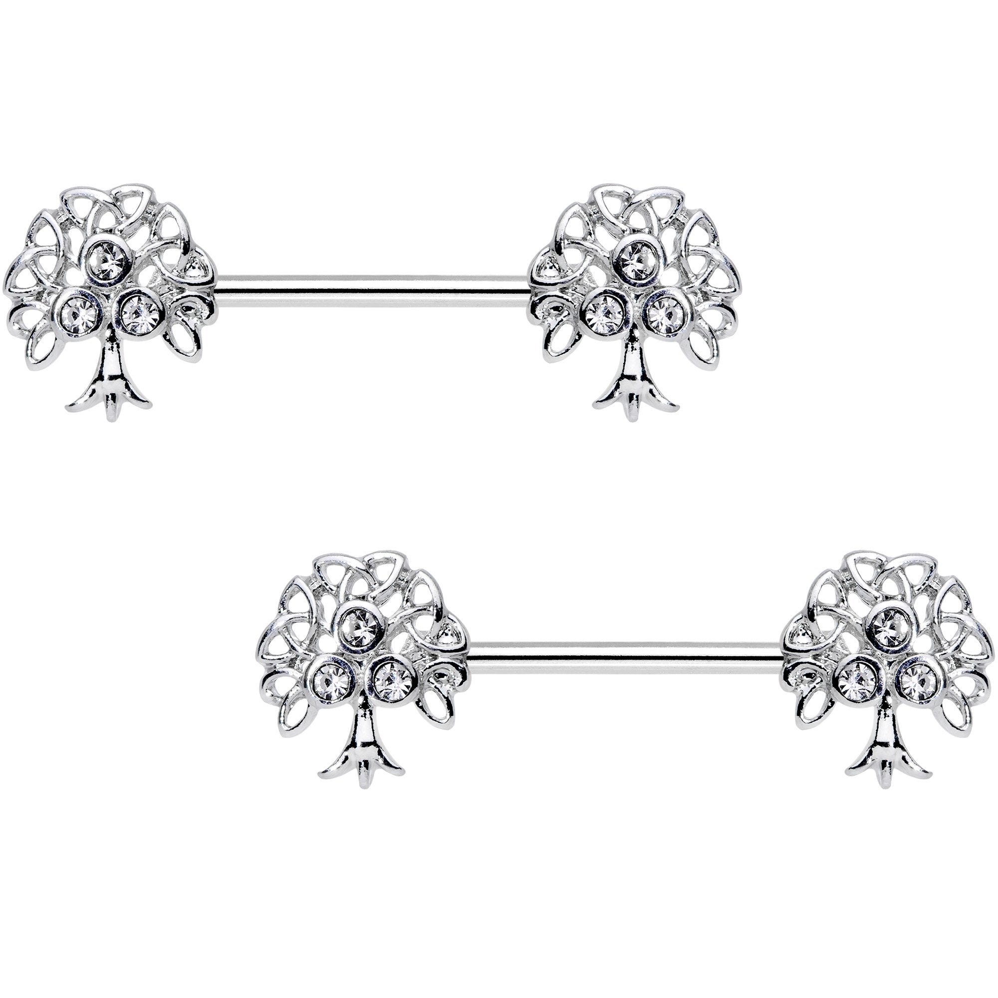 9/16 Clear Gem Trio Fruit Tree Barbell Nipple Ring Set