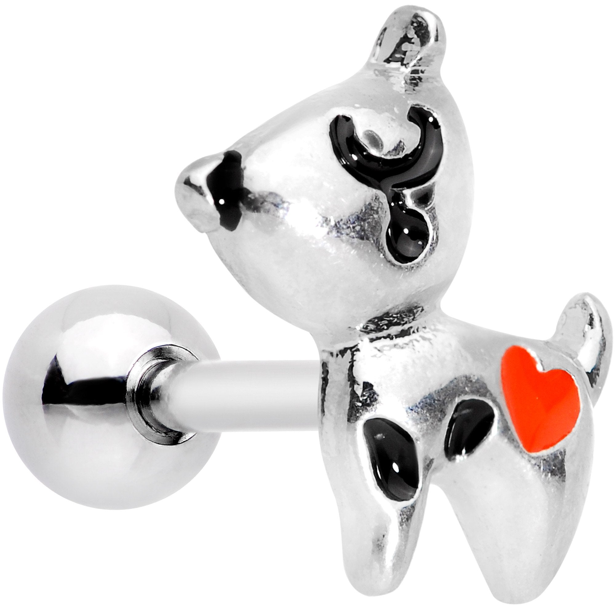 16 Gauge 1/4 Red Heart Dog Lover Tragus Cartilage Earring