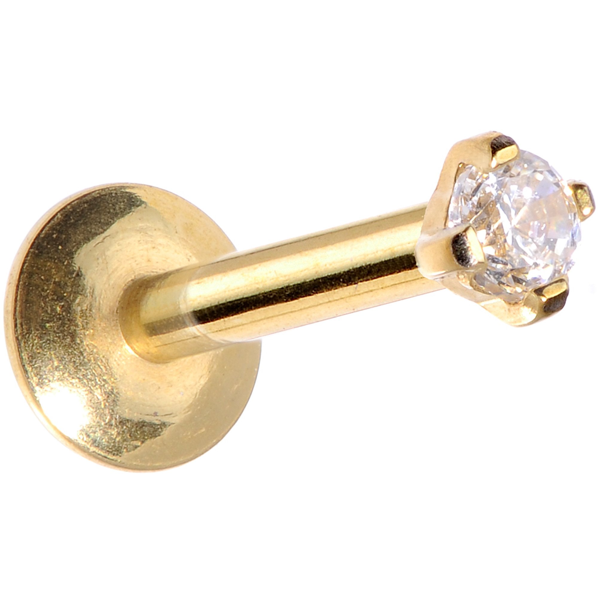 16 Gauge 5/16 Gold Titanium Internally Threaded Gem Labret Monroe