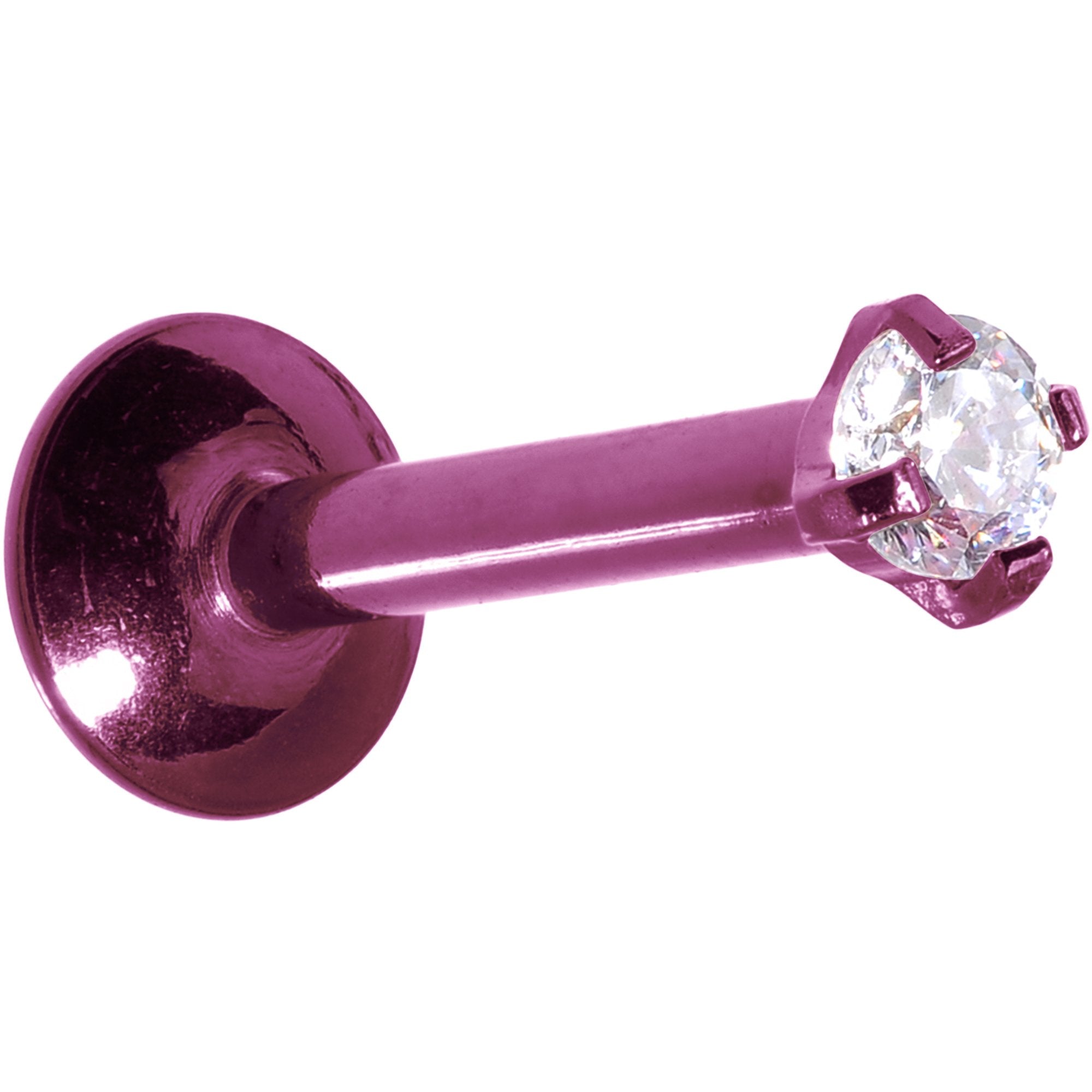 16 Gauge 5/16 Purple Titanium Internally Threaded Gem Labret Monroe