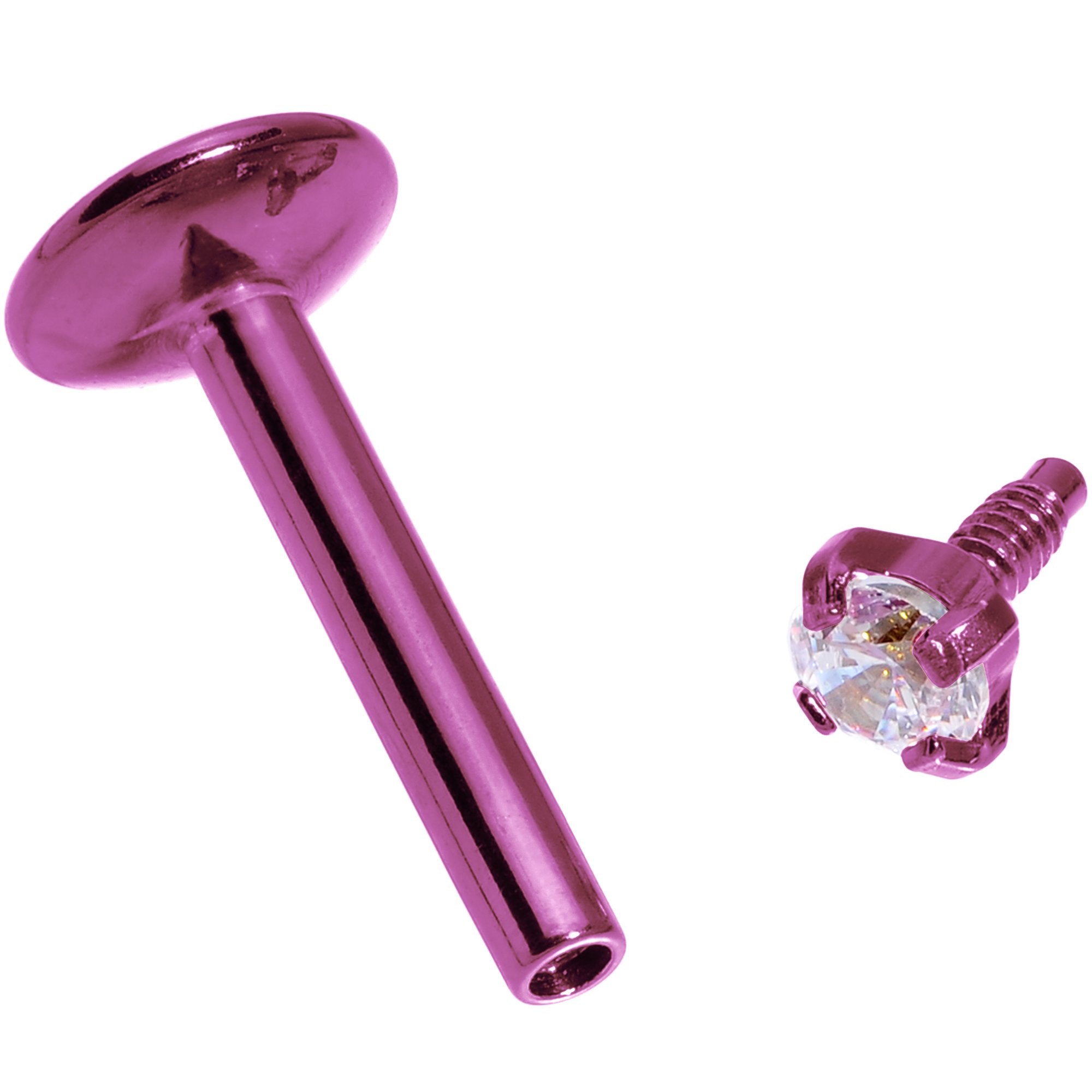 16 Gauge 5/16 Purple Titanium Internally Threaded Gem Labret Monroe