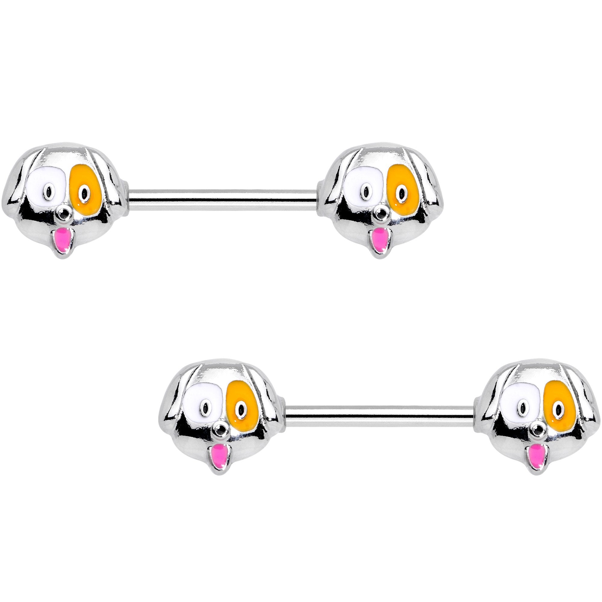 14 Gauge 9/16 Pooch Patrol Puppy Dog Barbell Nipple Ring Set