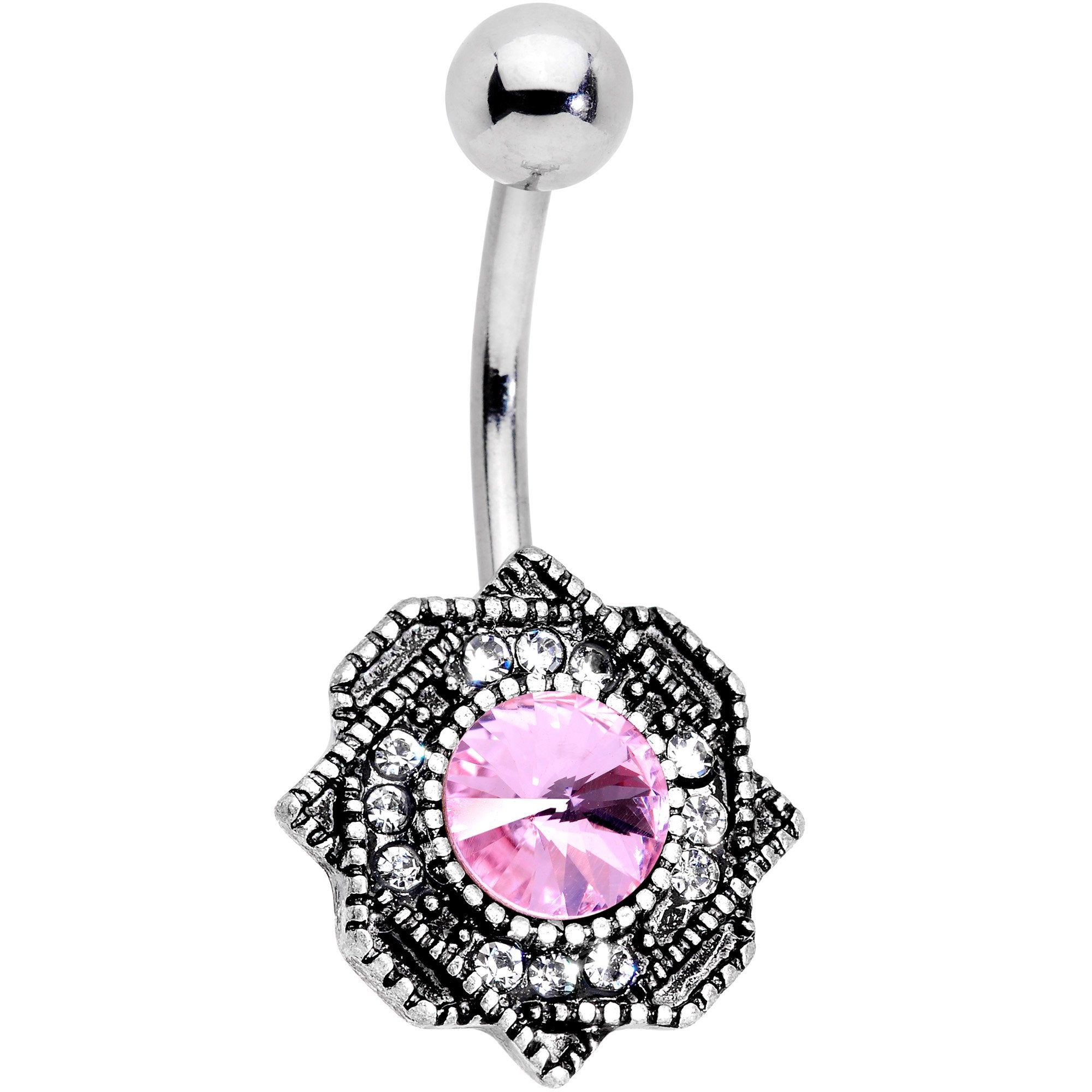 Clear Pink Gem Sophisticated Star Belly Ring