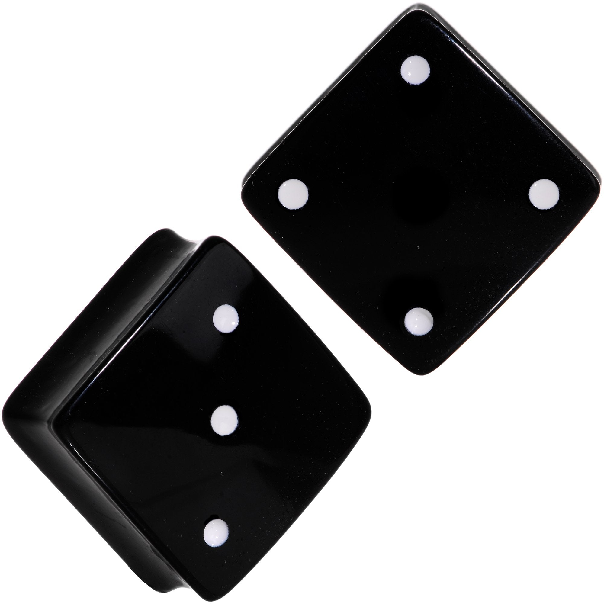 Black Acrylic Square Shaped Lucky 7 Dice Saddle Plug Set 22mm to 31mm