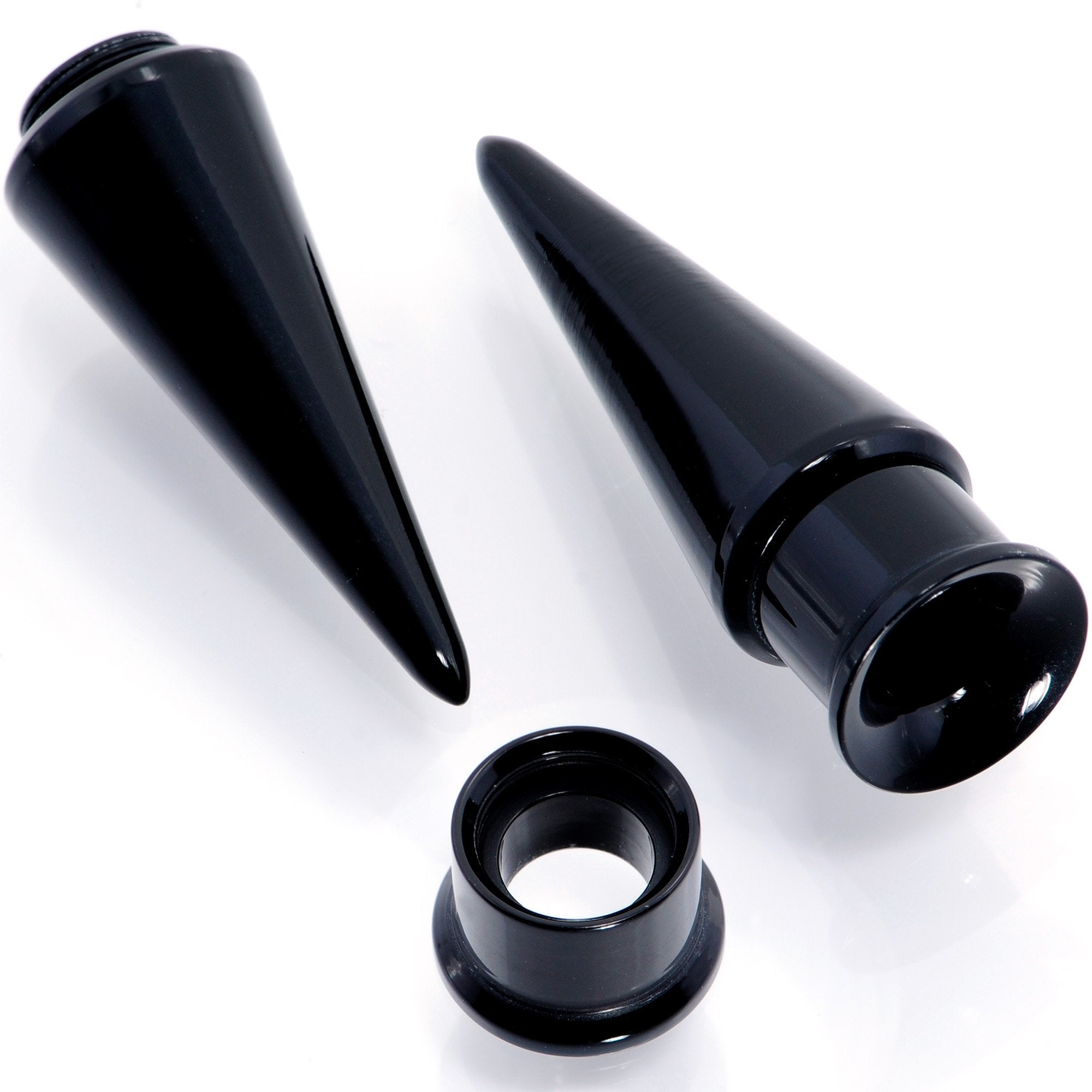 Black 2 in 1 Interchangeable Screw Fit Plug and Taper Set