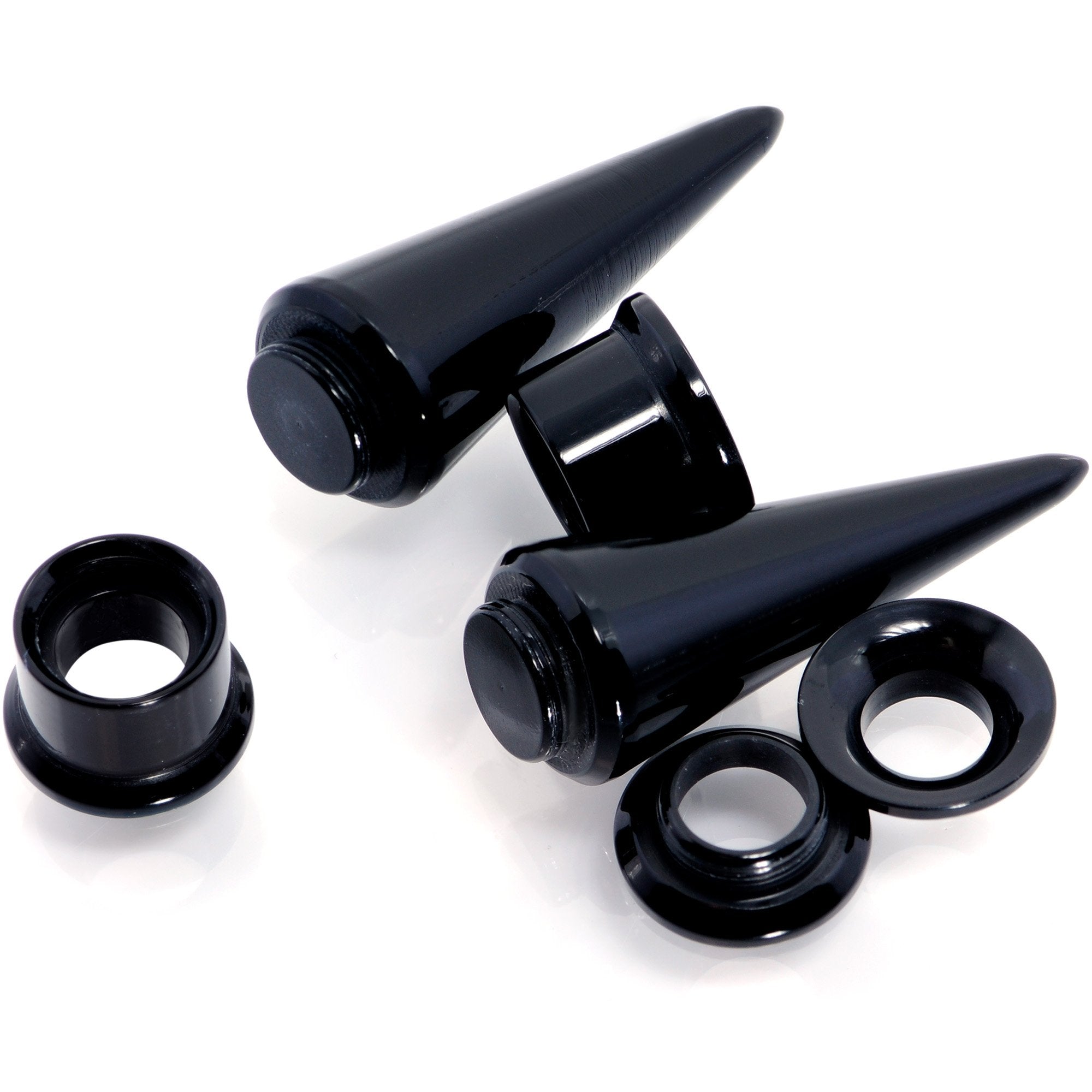 Black 2 in 1 Interchangeable Screw Fit Plug and Taper Set