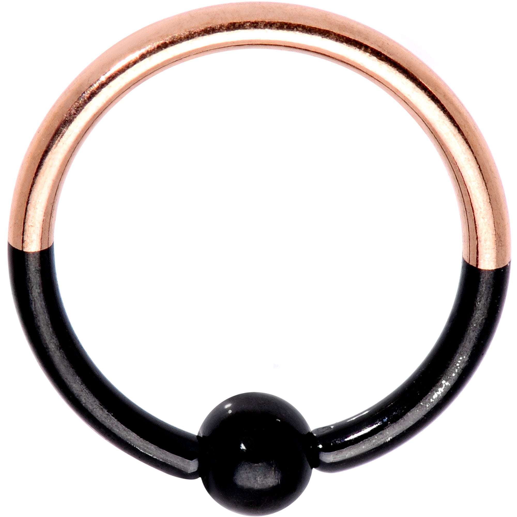 16 Gauge 3/8 Black and Rose Gold Tone Two Tone BCR Captive Ring