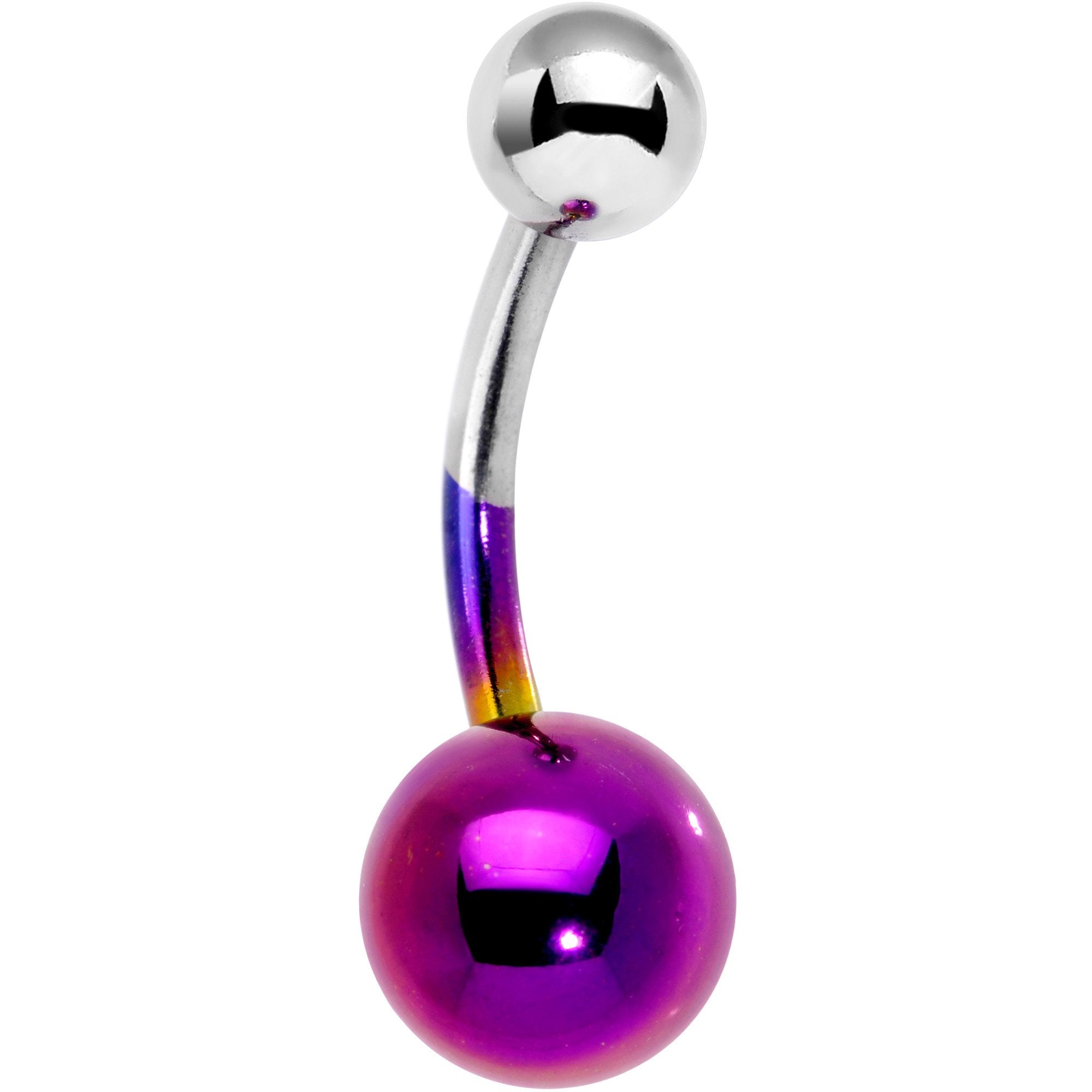 Purple and Steel Tone Two Tone Belly Ring