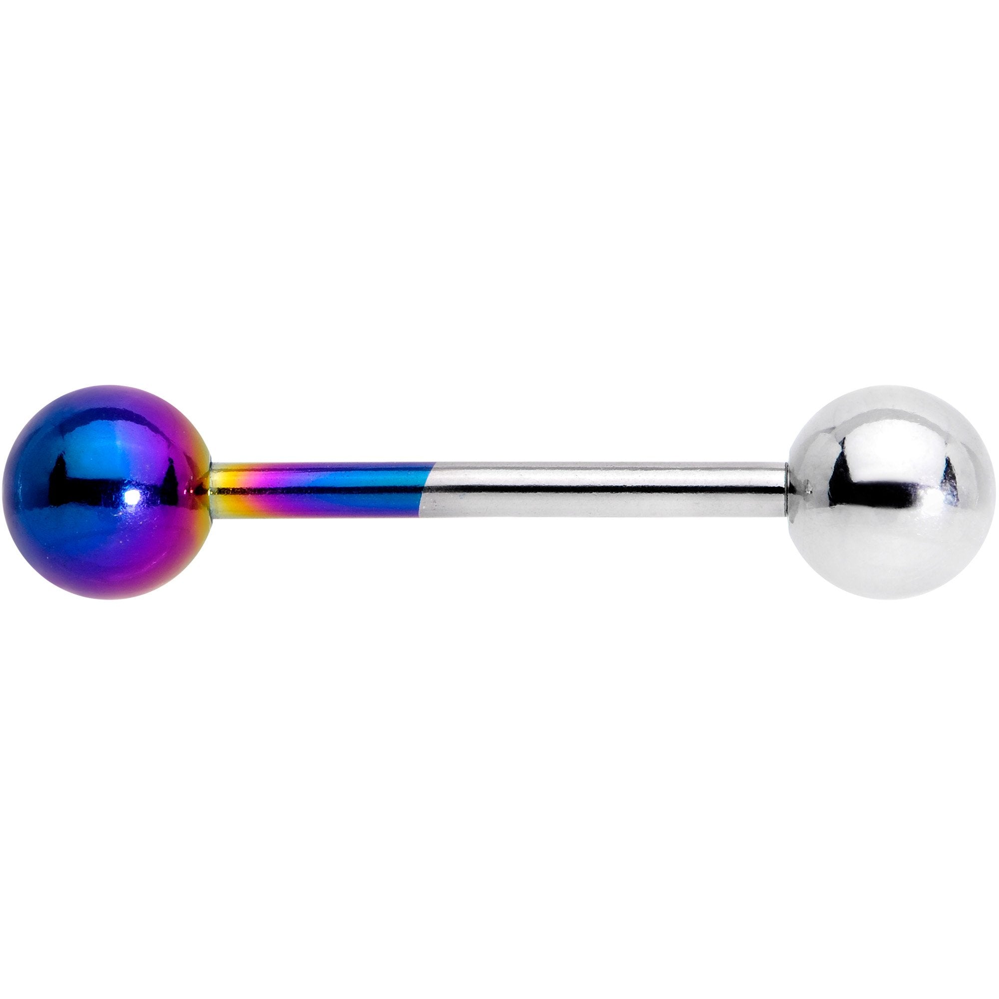 Rainbow and Steel Two Tone Tongue Ring