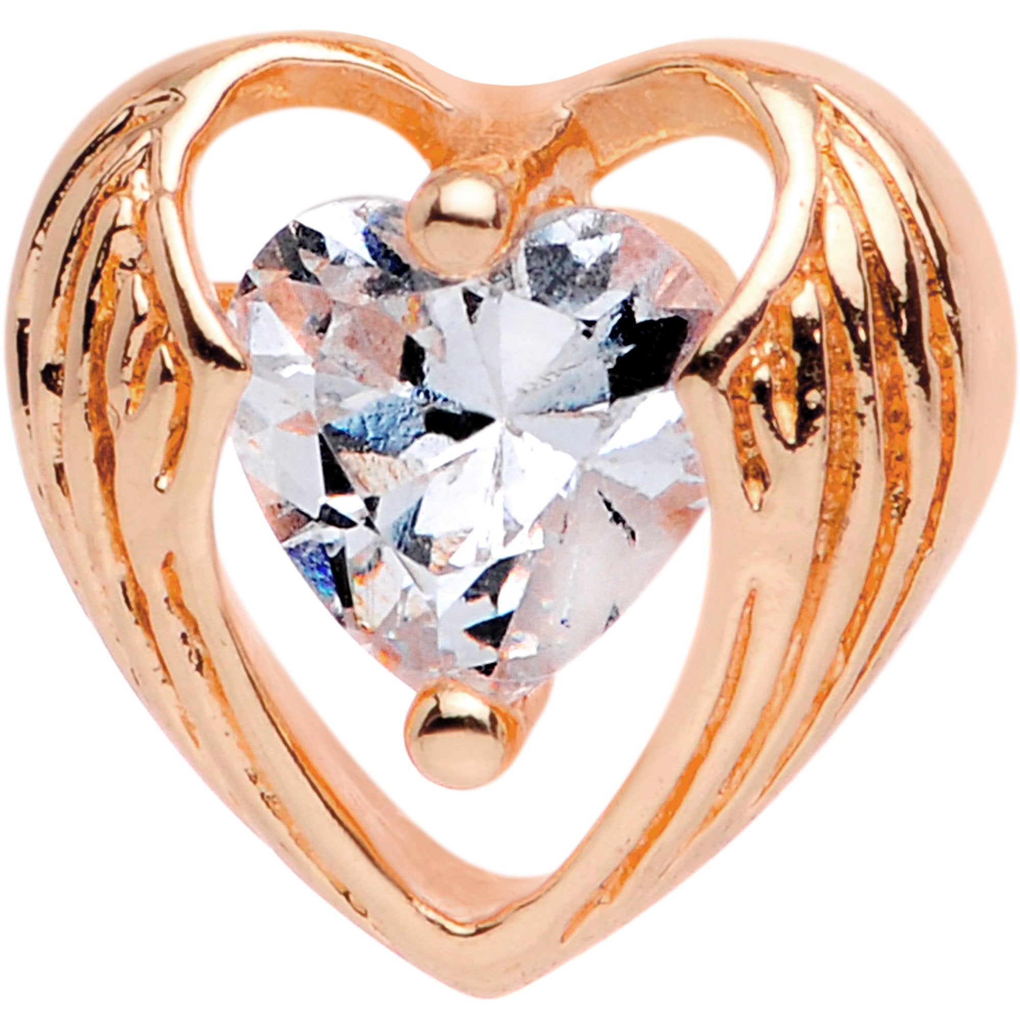 Clear CZ Gem Rose Gold Plated Hugged Heart Cartilage Tragus Earring