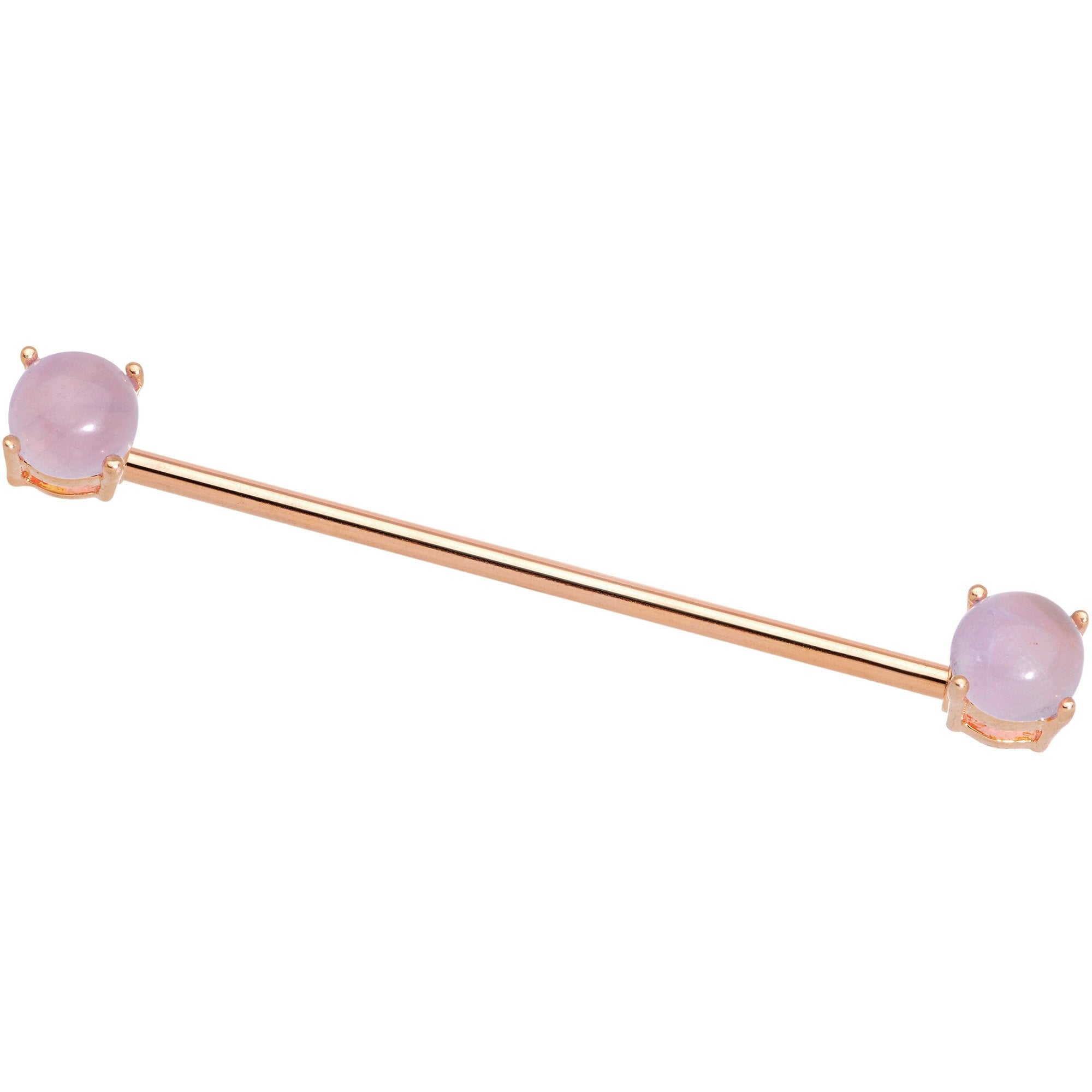 Pink Amethyst Rose Gold Tone End to End Industrial Barbell 38mm