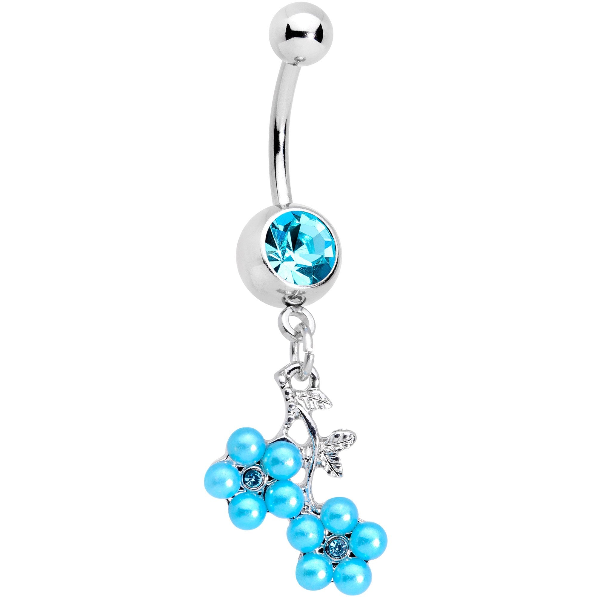 Aqua Gem Blue Bunch of Berries Dangle Belly Ring