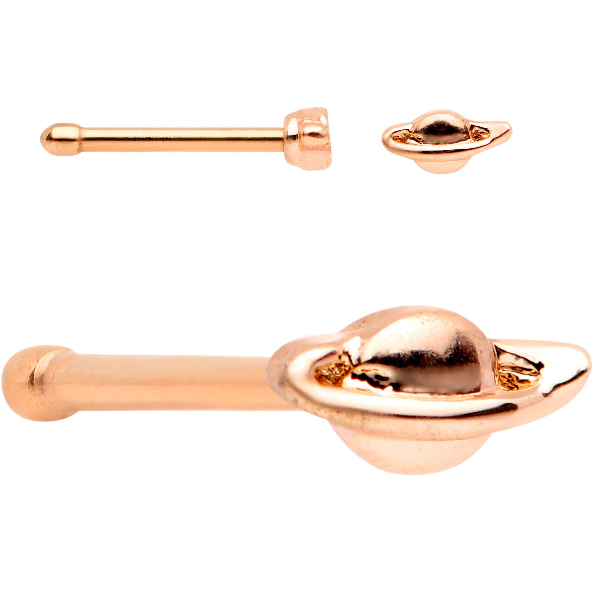 White Faux Opal Rose Gold PVD Out of This World Nose Bone 6 Pack Set