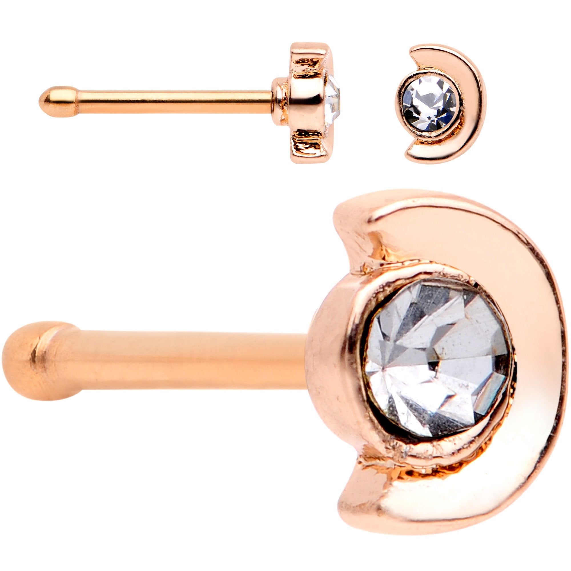 White Faux Opal Rose Gold PVD Out of This World Nose Bone 6 Pack Set