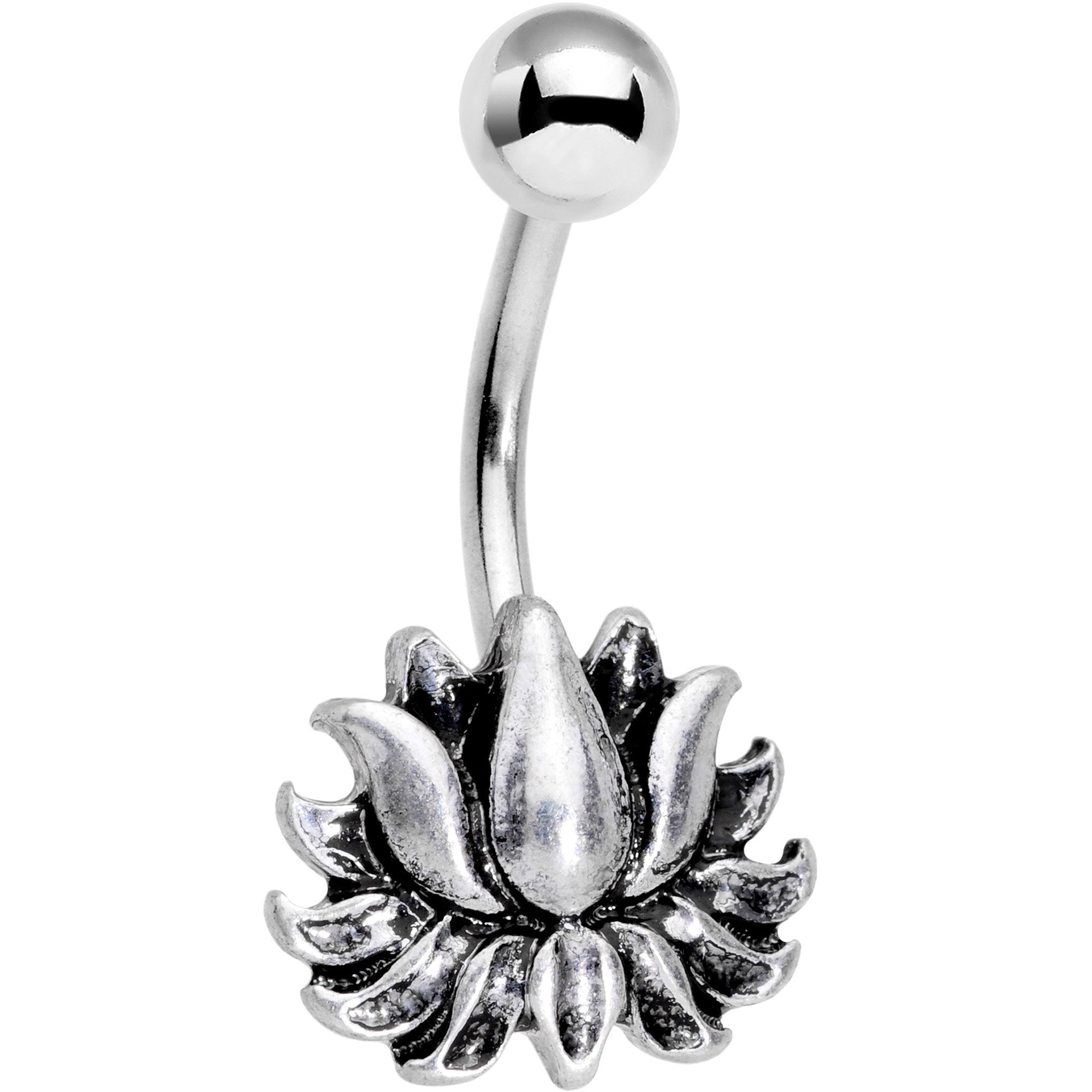 Aqua Gem Spiritual Zen Lotus Flower Belly Ring Set of 4