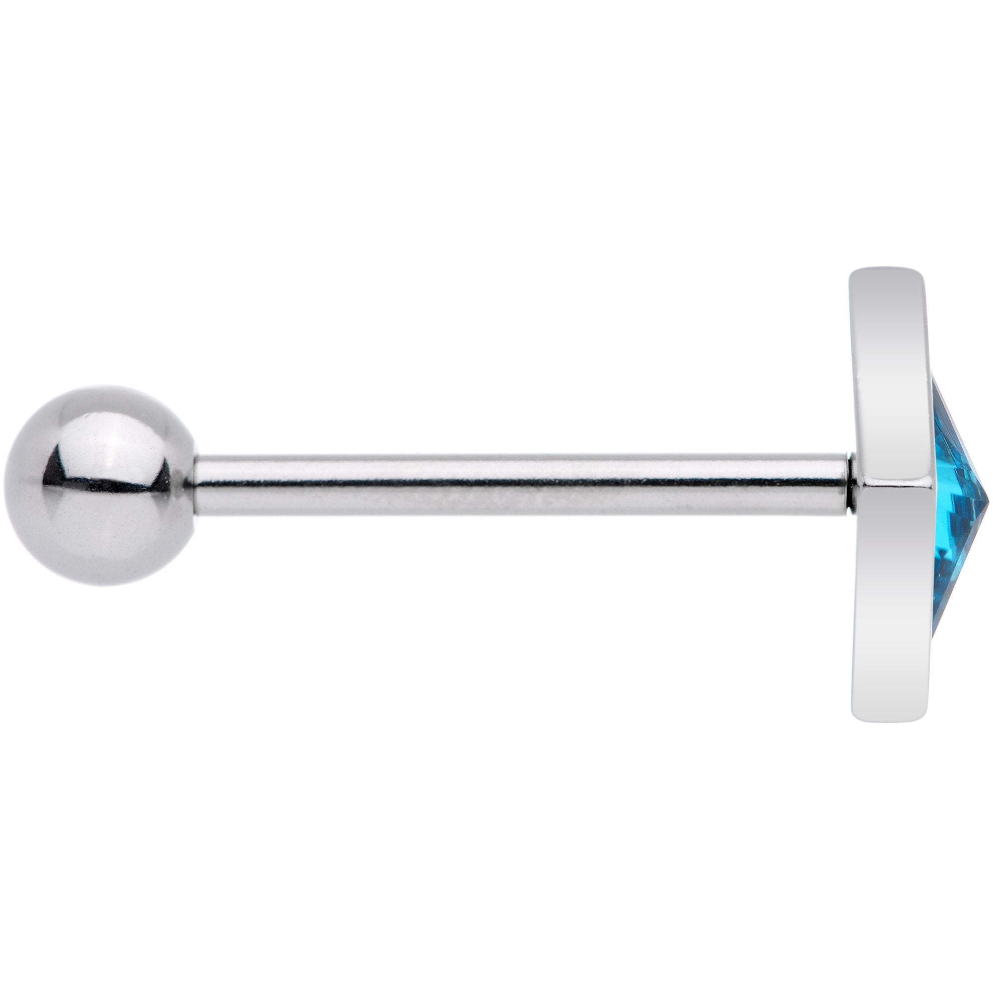 Aqua Gem Rhombus Barbell Tongue Ring