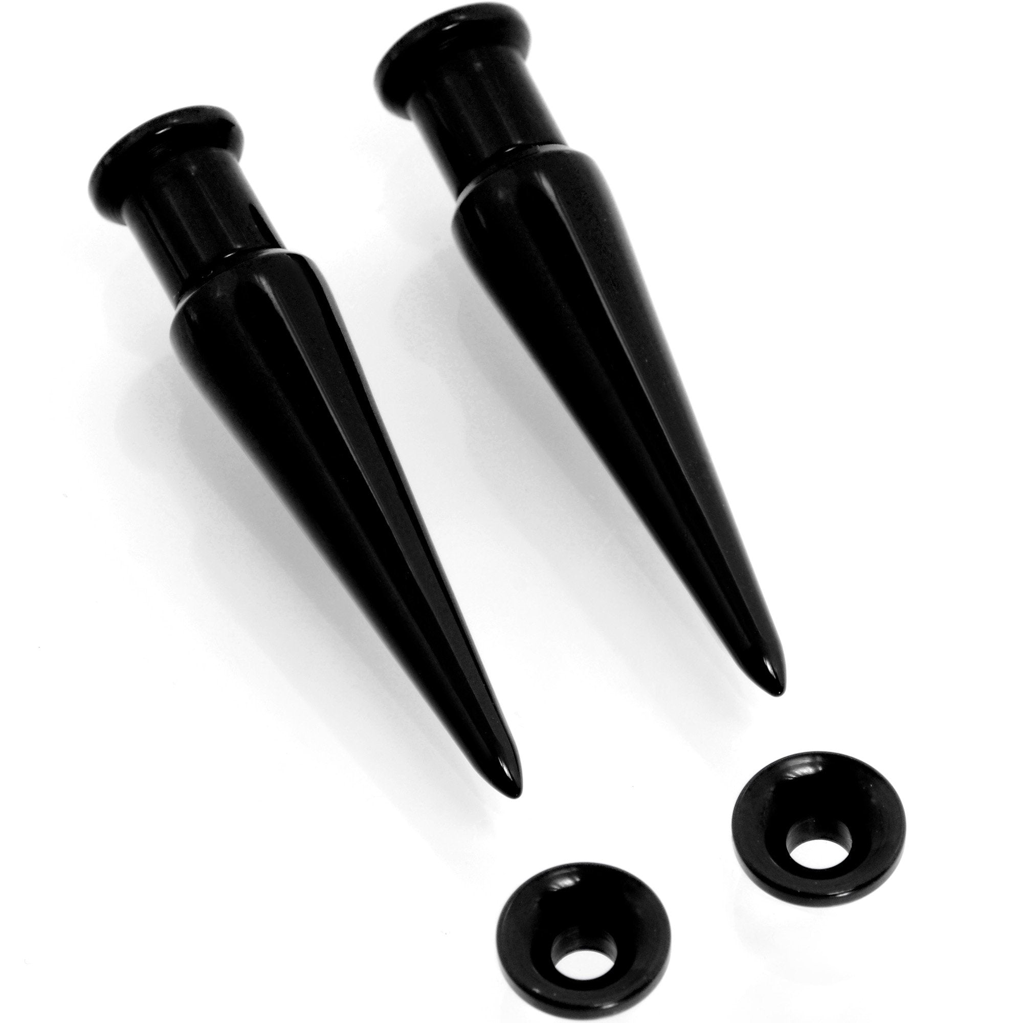 Black 2 in 1 Interchangeable Screw Fit Plug and Taper Set