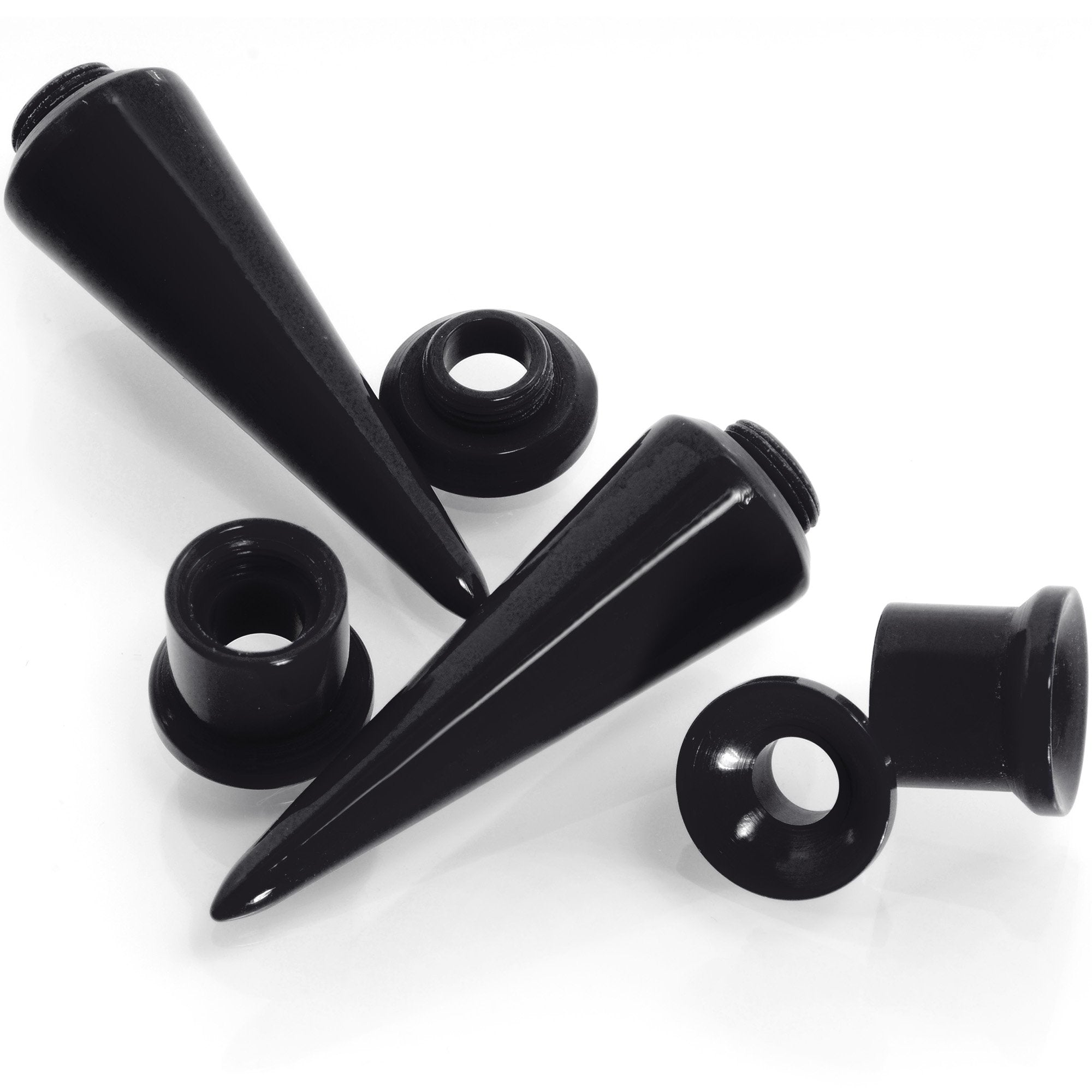 Black 2 in 1 Interchangeable Screw Fit Plug and Taper Set