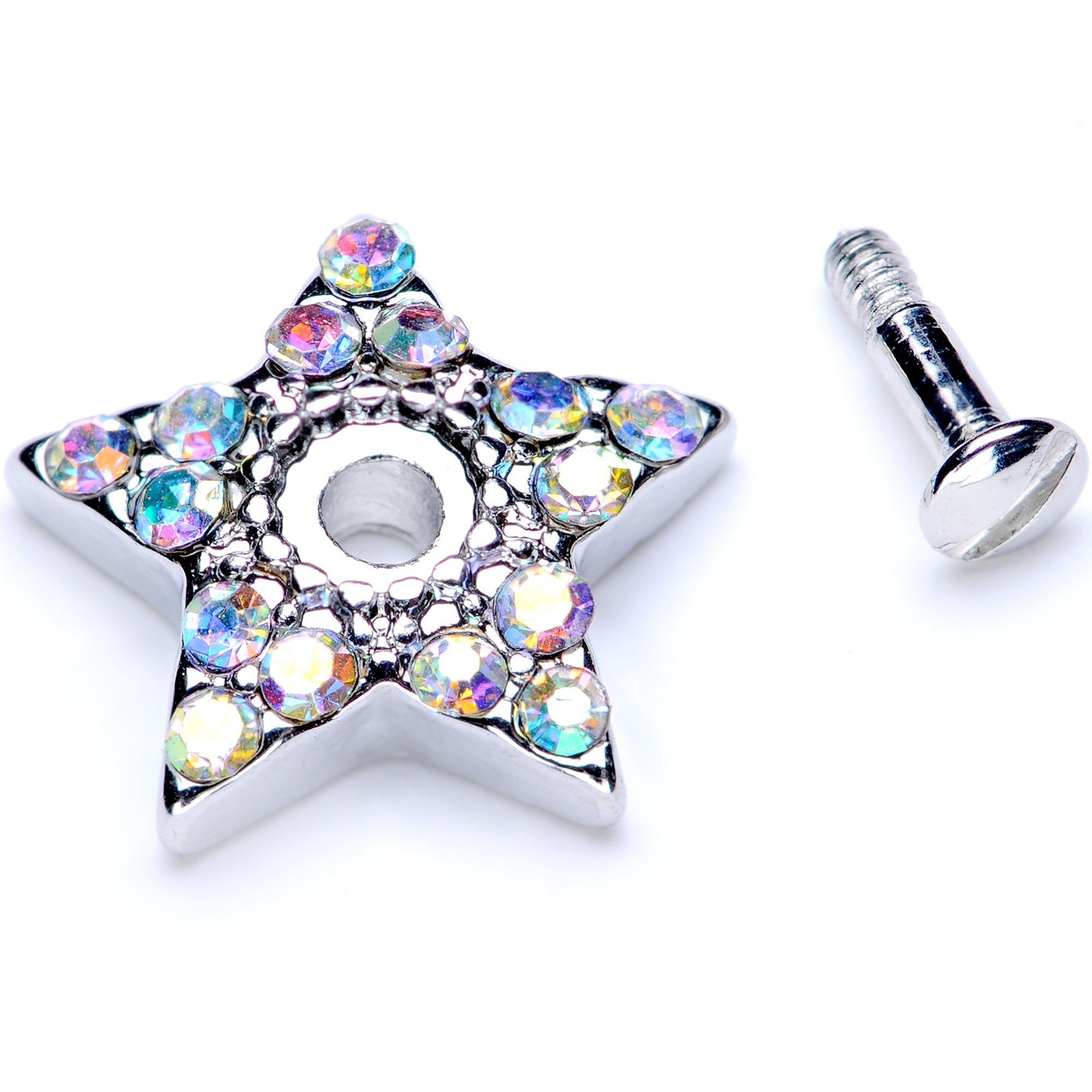 14 Gauge Aurora Gem 10mm Five Point Star Dermal Top