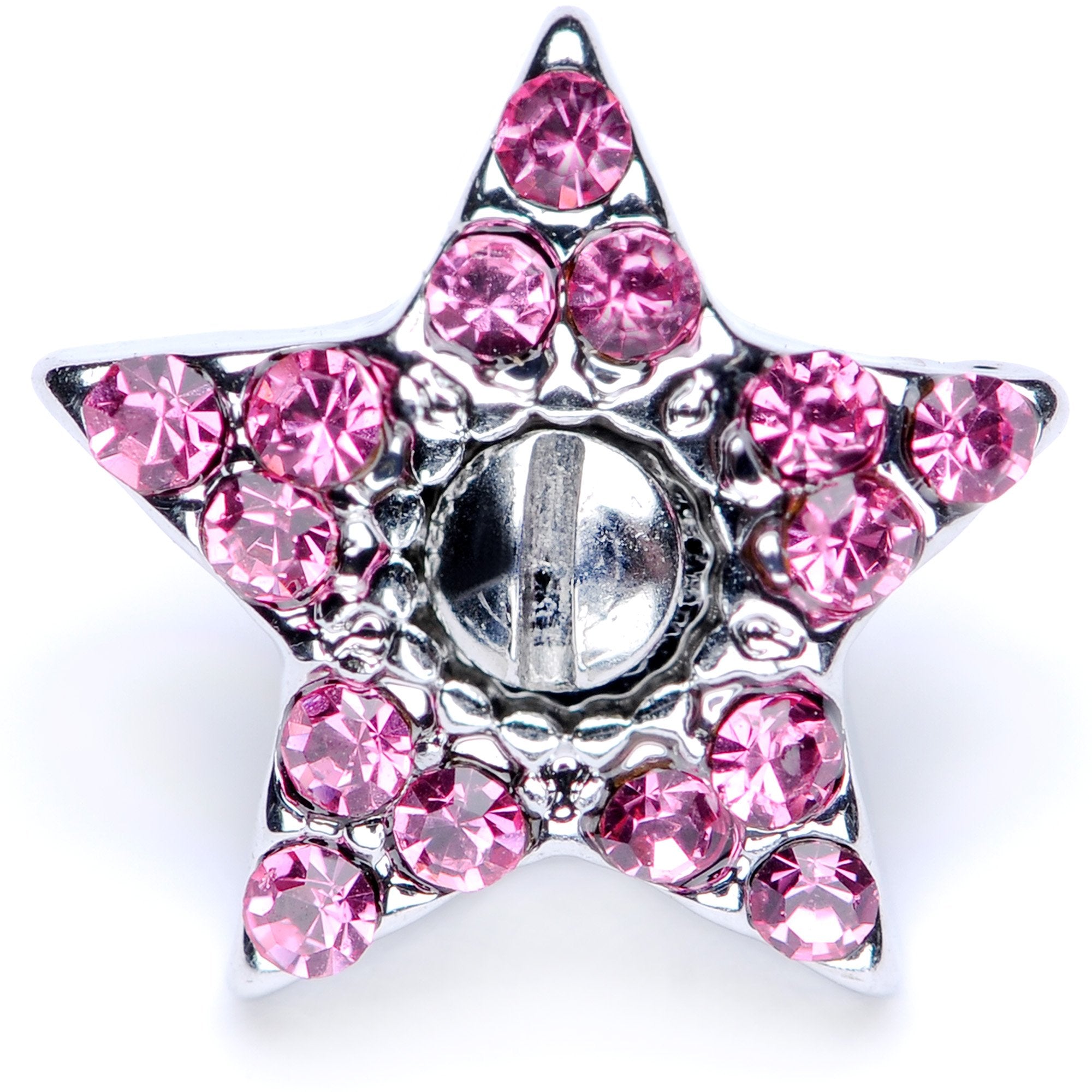 14 Gauge Pink Gem 10mm Five Point Star Dermal Top