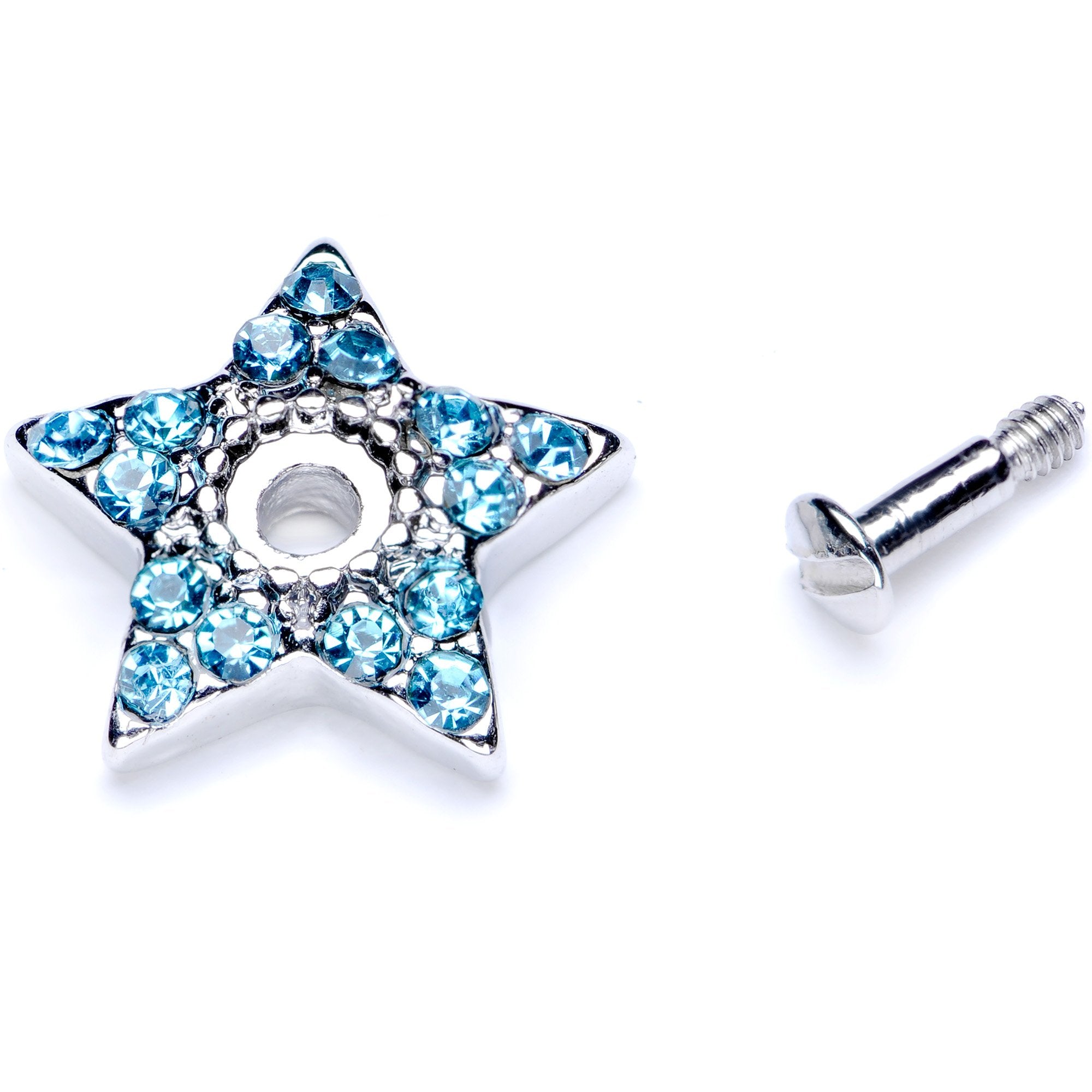 14 Gauge Aqua Gem 10mm Five Point Star Dermal Top