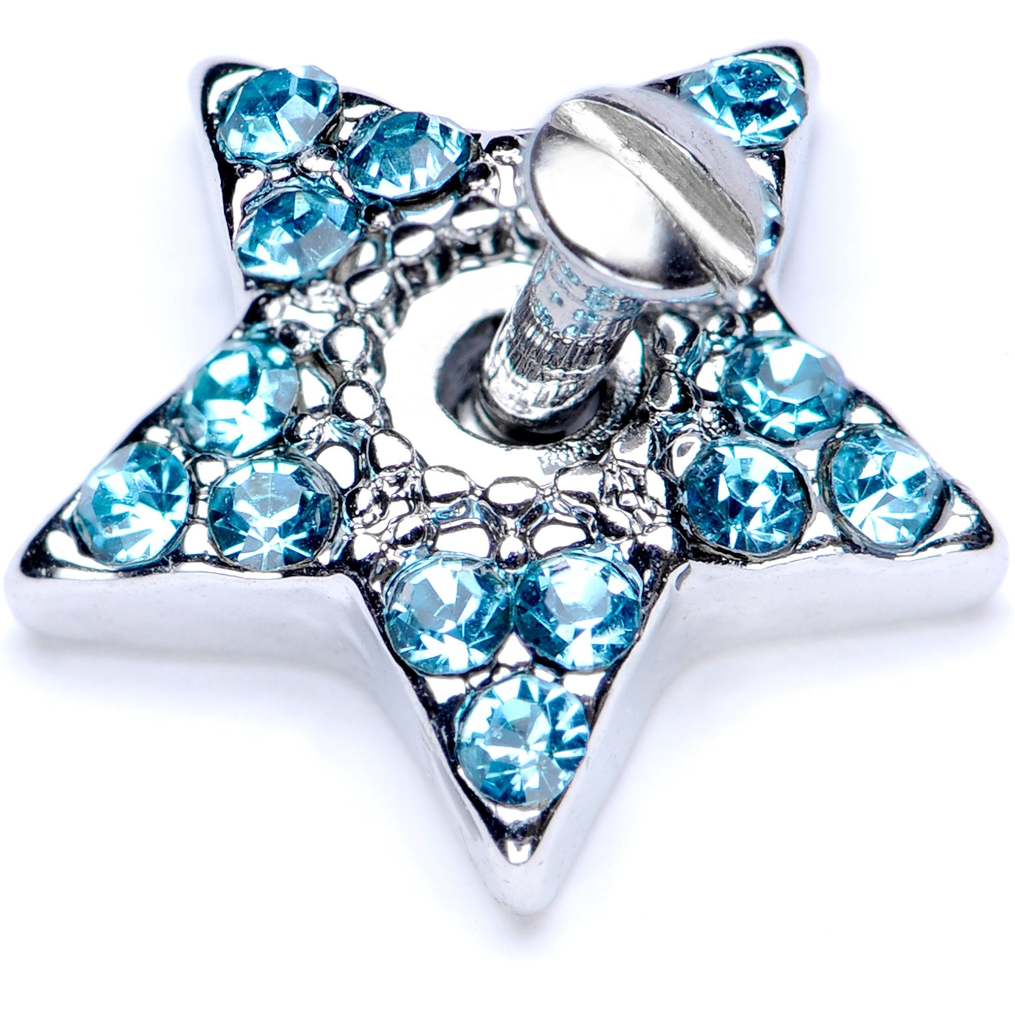 14 Gauge Aqua Gem 10mm Five Point Star Dermal Top