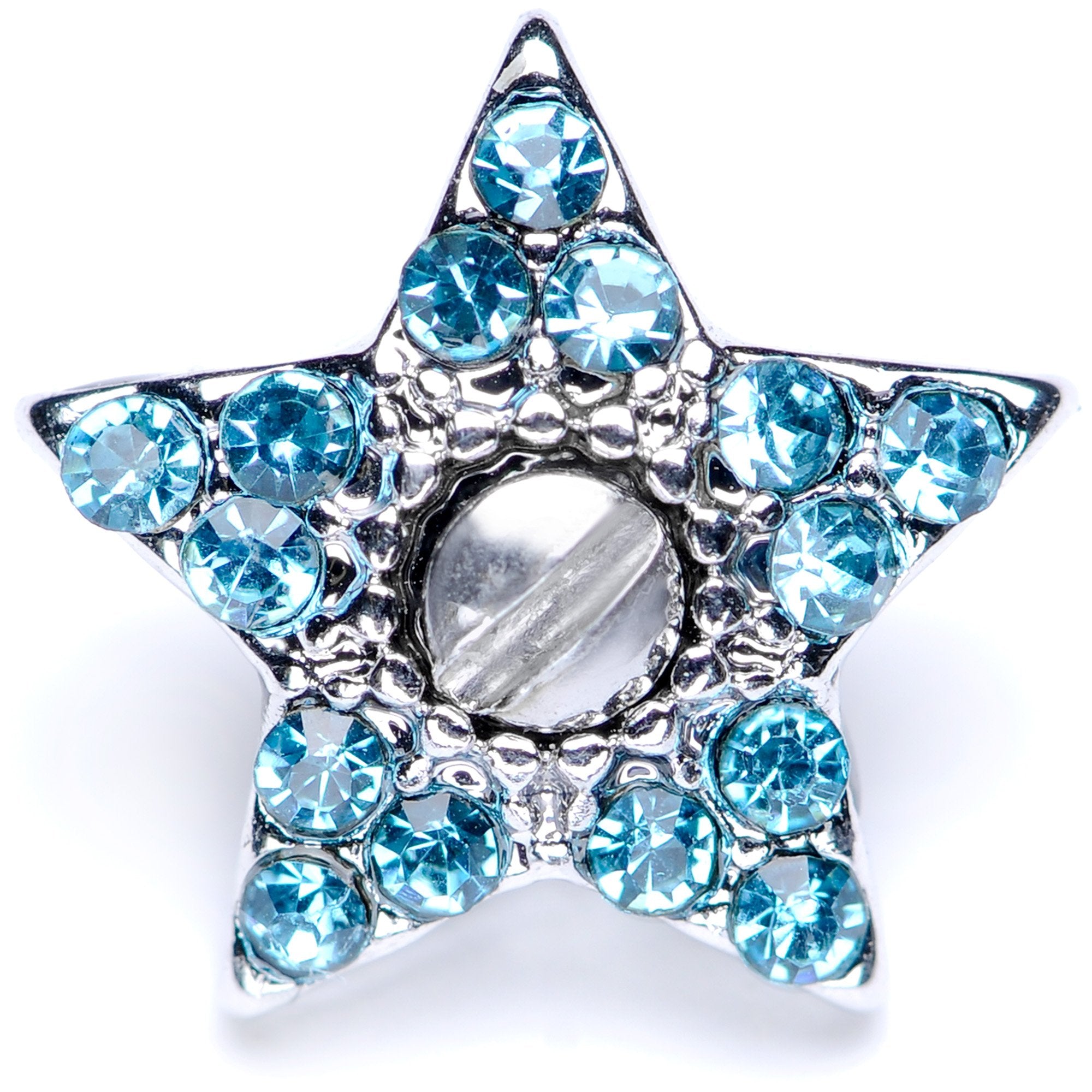 14 Gauge Aqua Gem 10mm Five Point Star Dermal Top