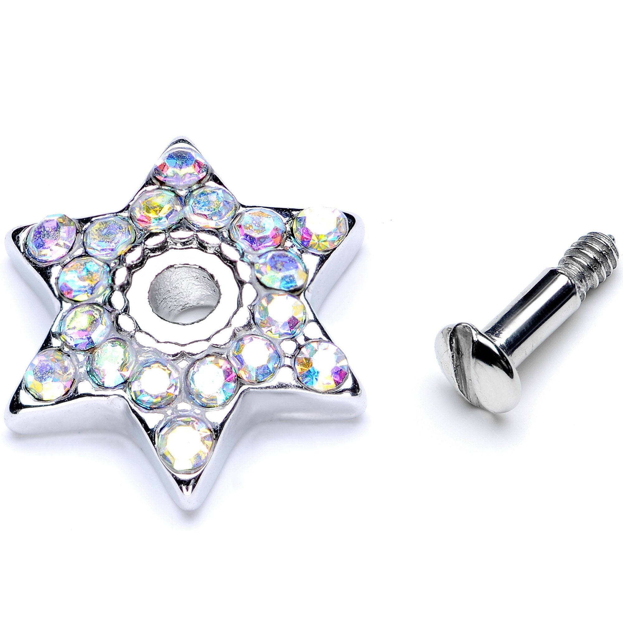 14 Gauge Aurora Gem 10mm Six Point Star Dermal Top