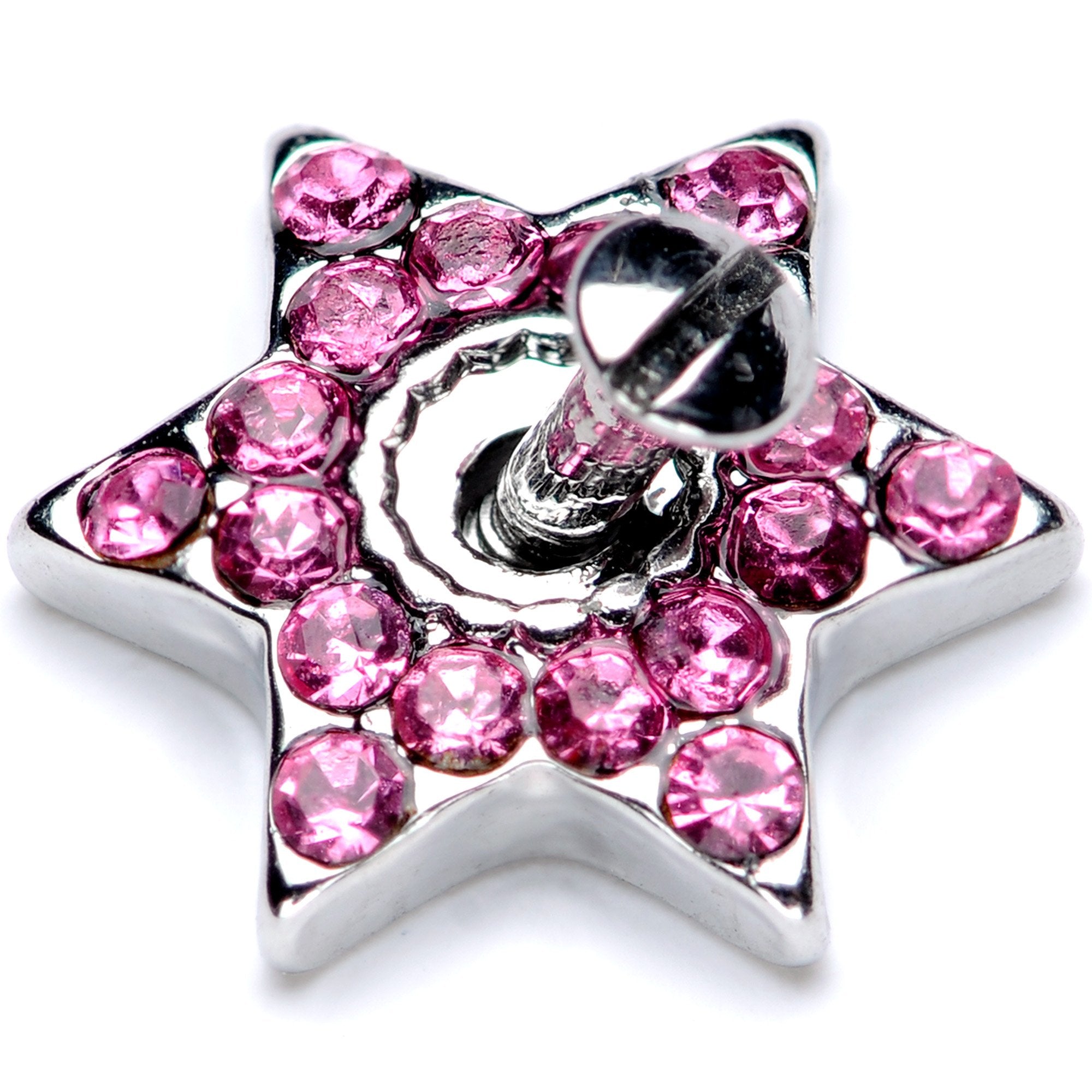 14 Gauge Pink Gem 10mm Six Point Star Dermal Top