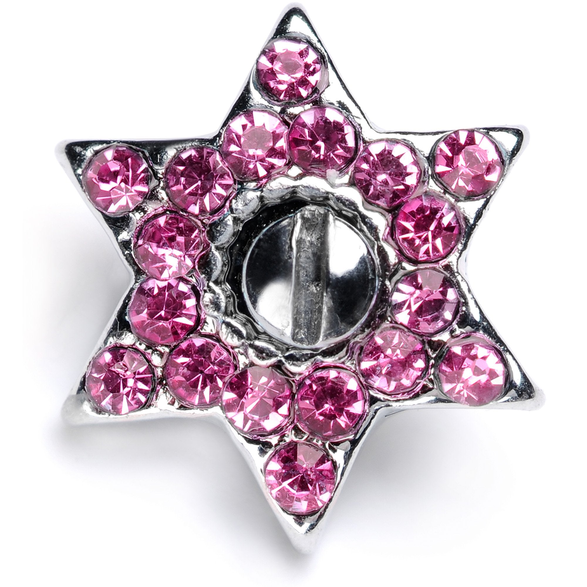 14 Gauge Pink Gem 10mm Six Point Star Dermal Top