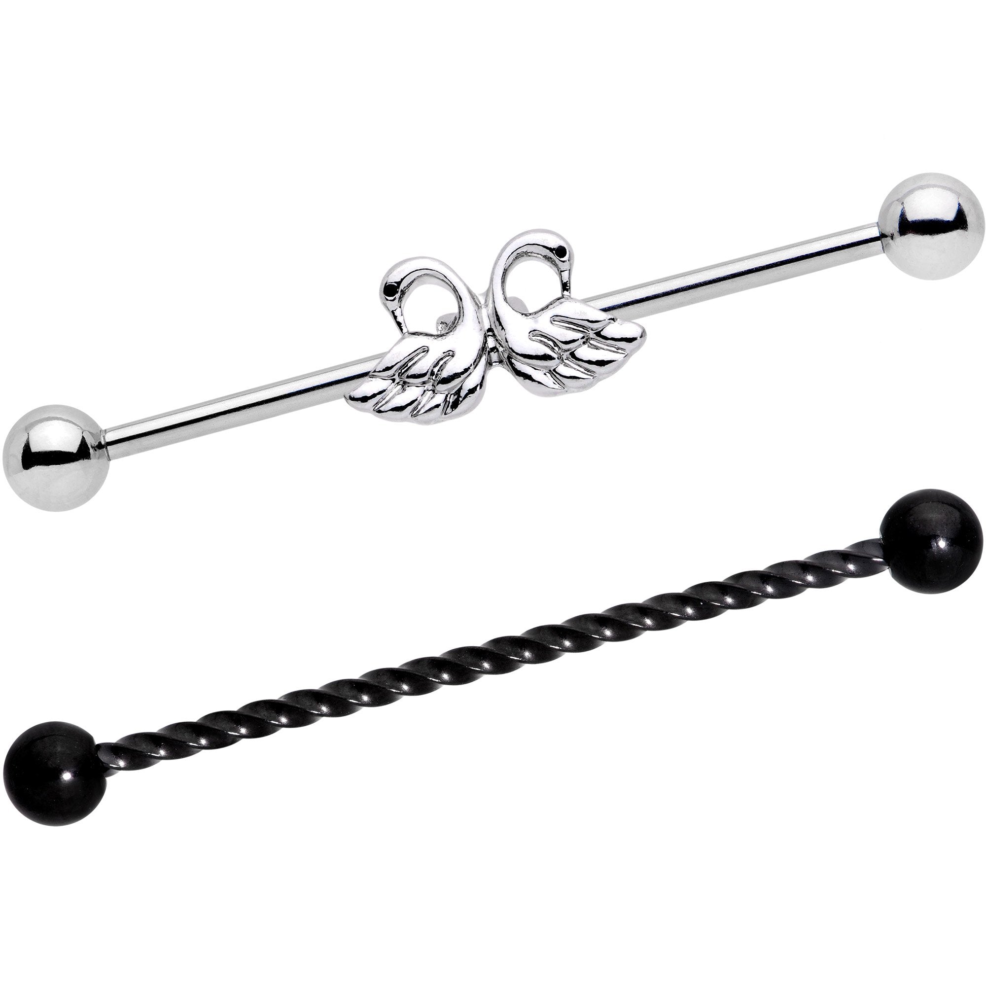 Ruffled Feathers Dual Swans Industrial Barbell Set of 2