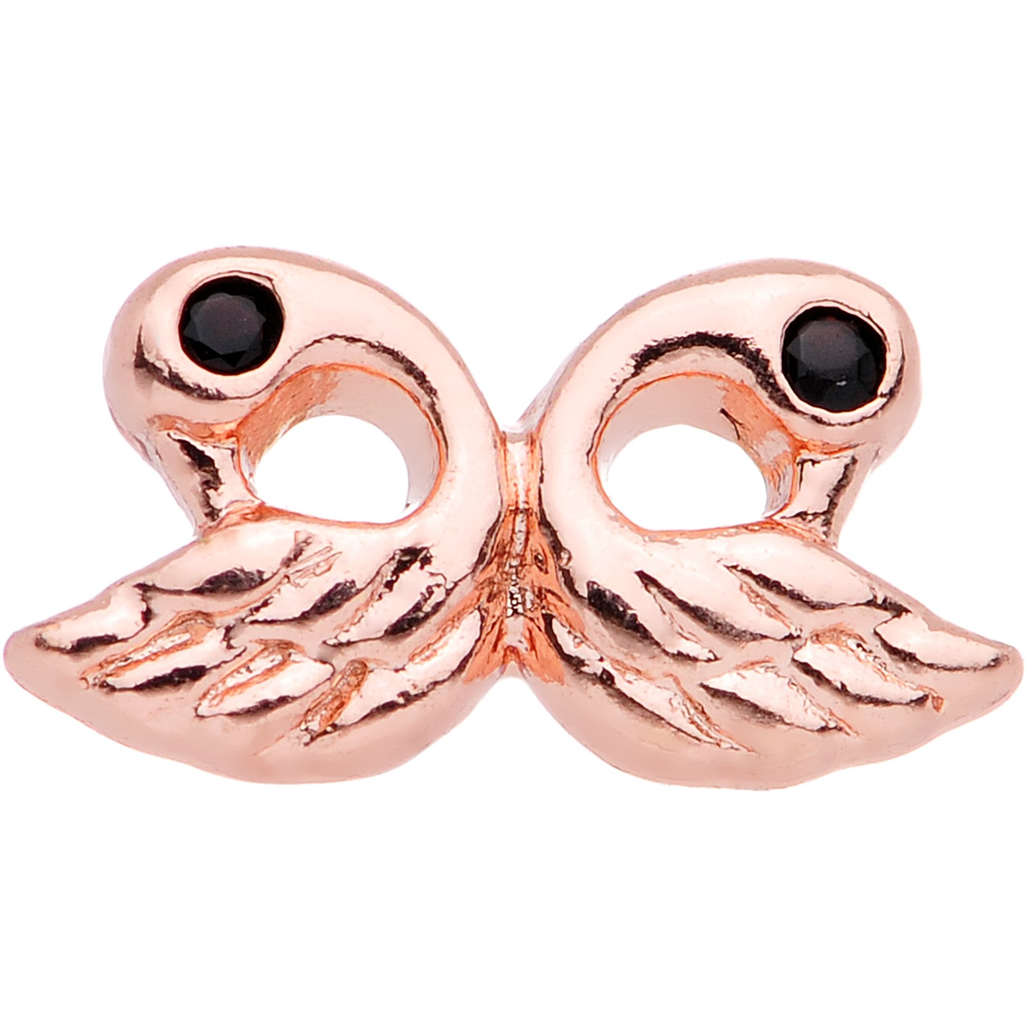 Rose Gold Plated Ruffled Feather Dual Swans Tragus Cartilage Earring