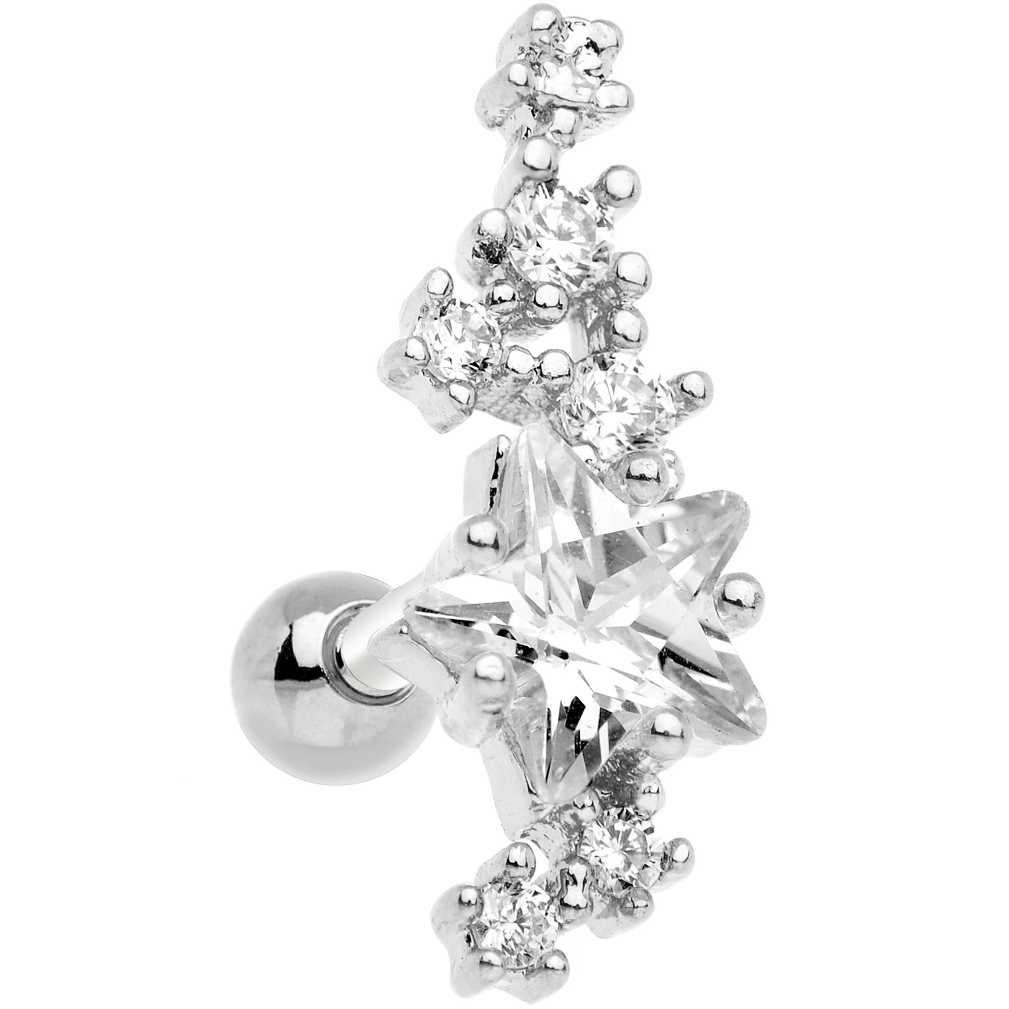 Clear CZ Gem Shooting Star Cartilage Tragus Earring