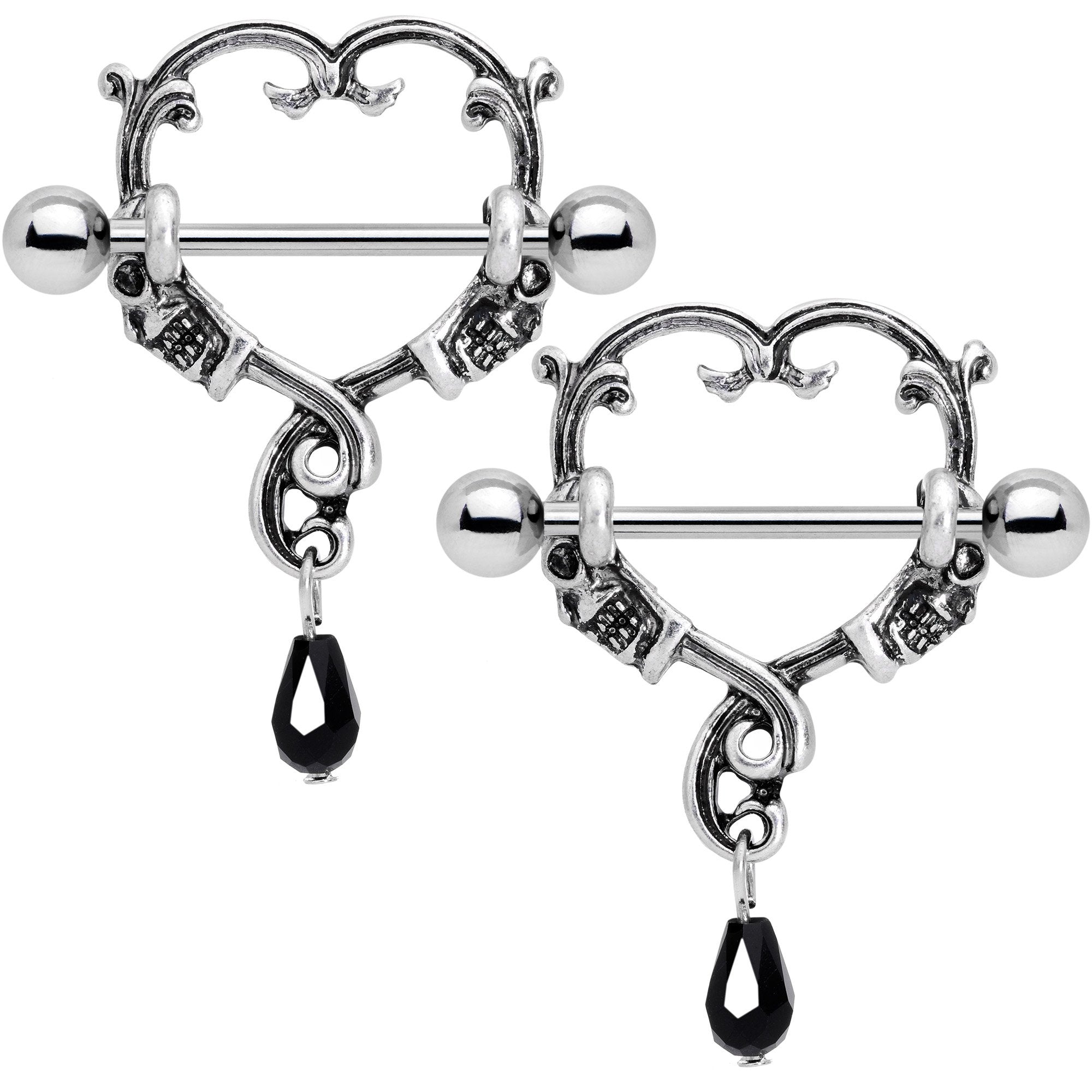 Stacked Rings black heart nipple shield surgical stainless steel