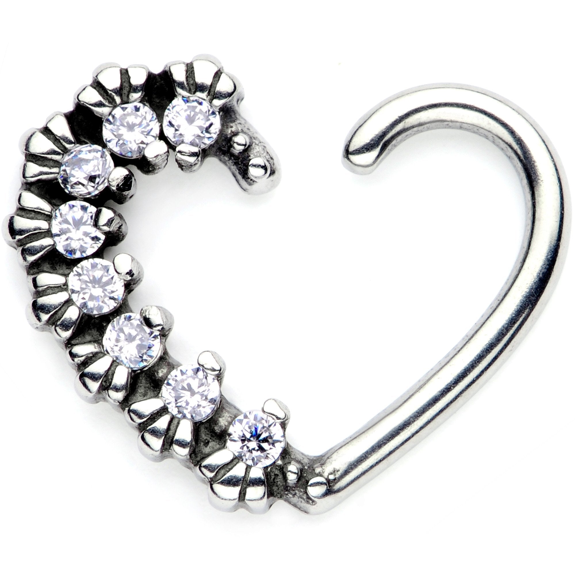 16 Gauge 3/8 Clear CZ Gem Octet Right Heart Closure Ring