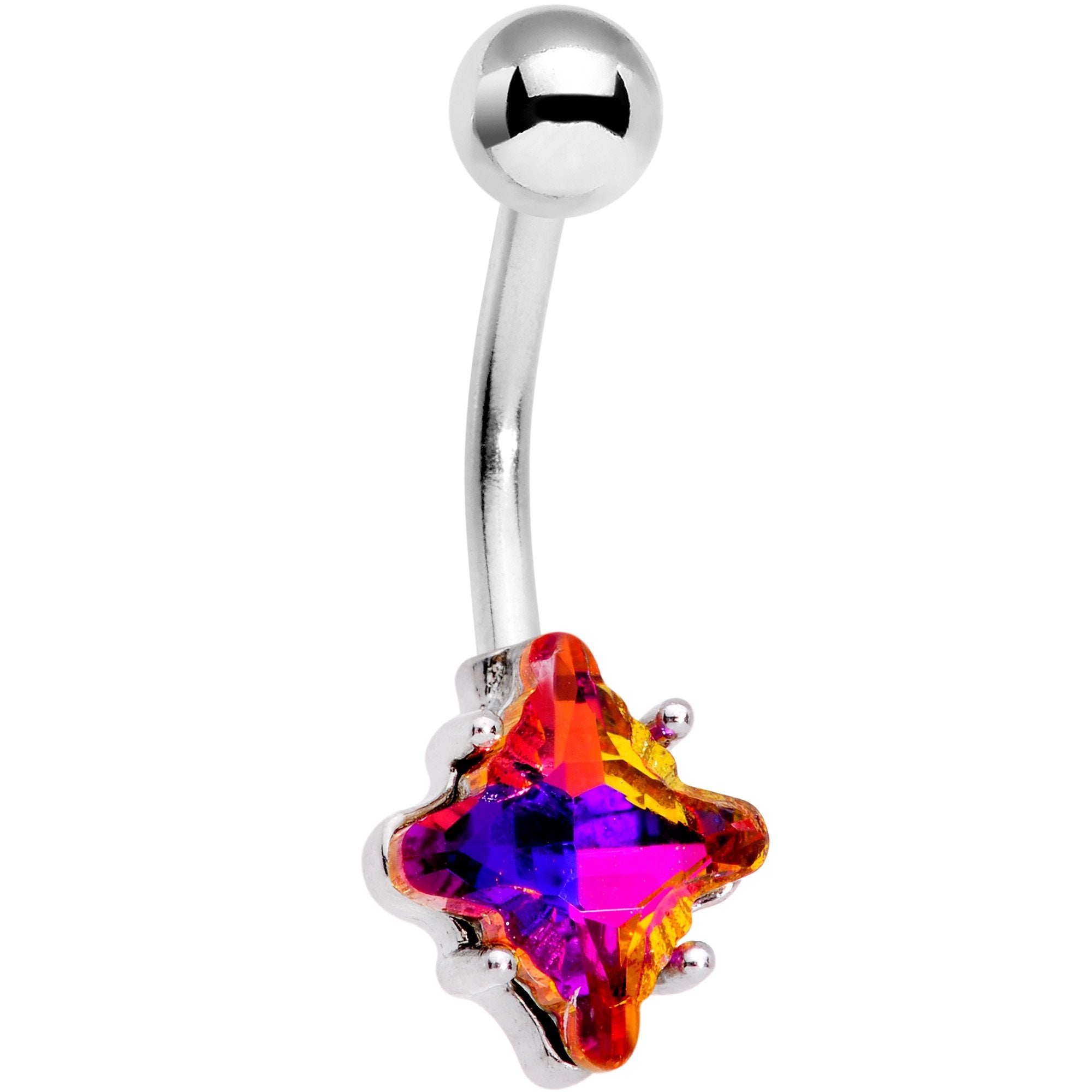 Purple Rainbow Gem Power Amulet Belly Ring