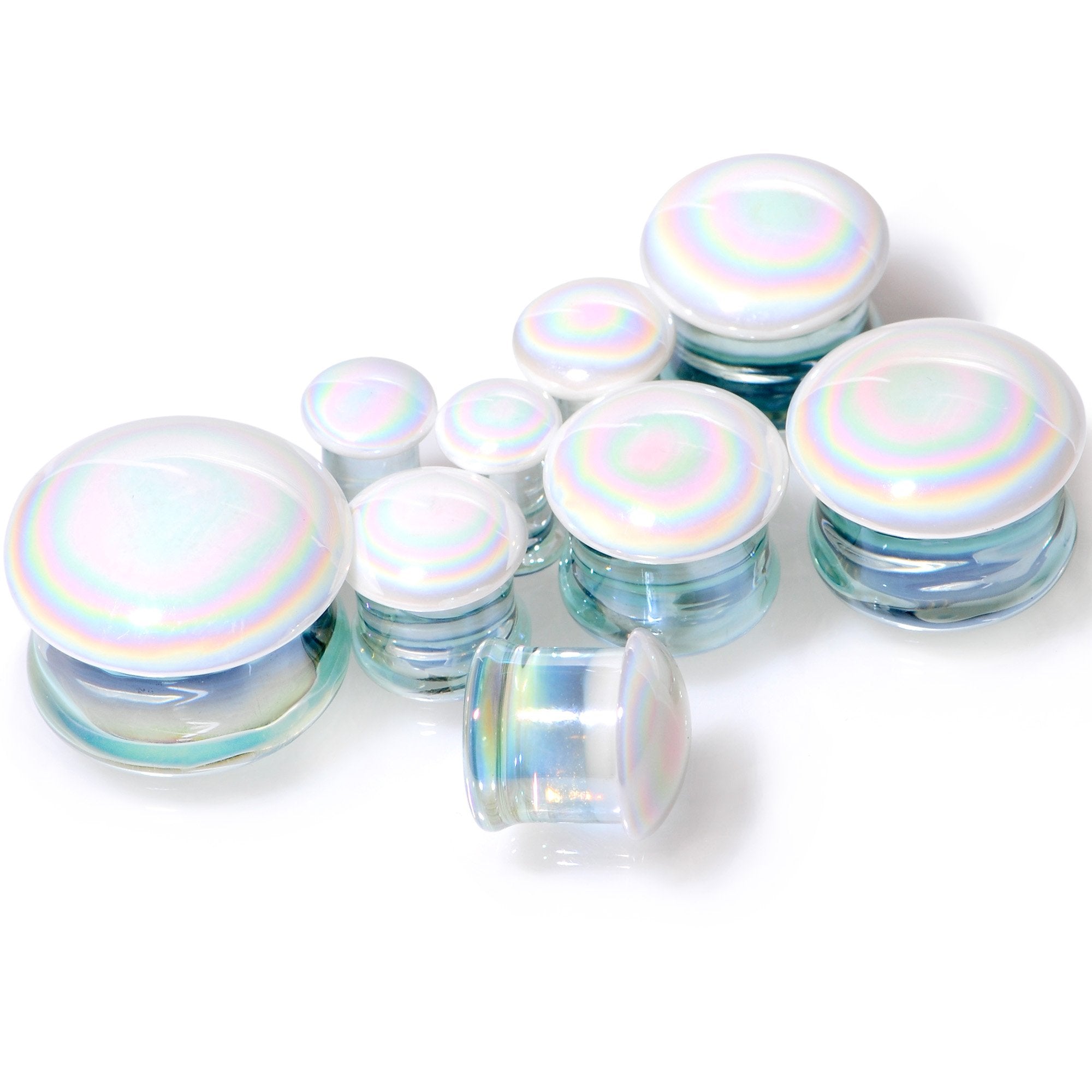 7/16 White Glass Radical Radiance Double Flare Plug Set